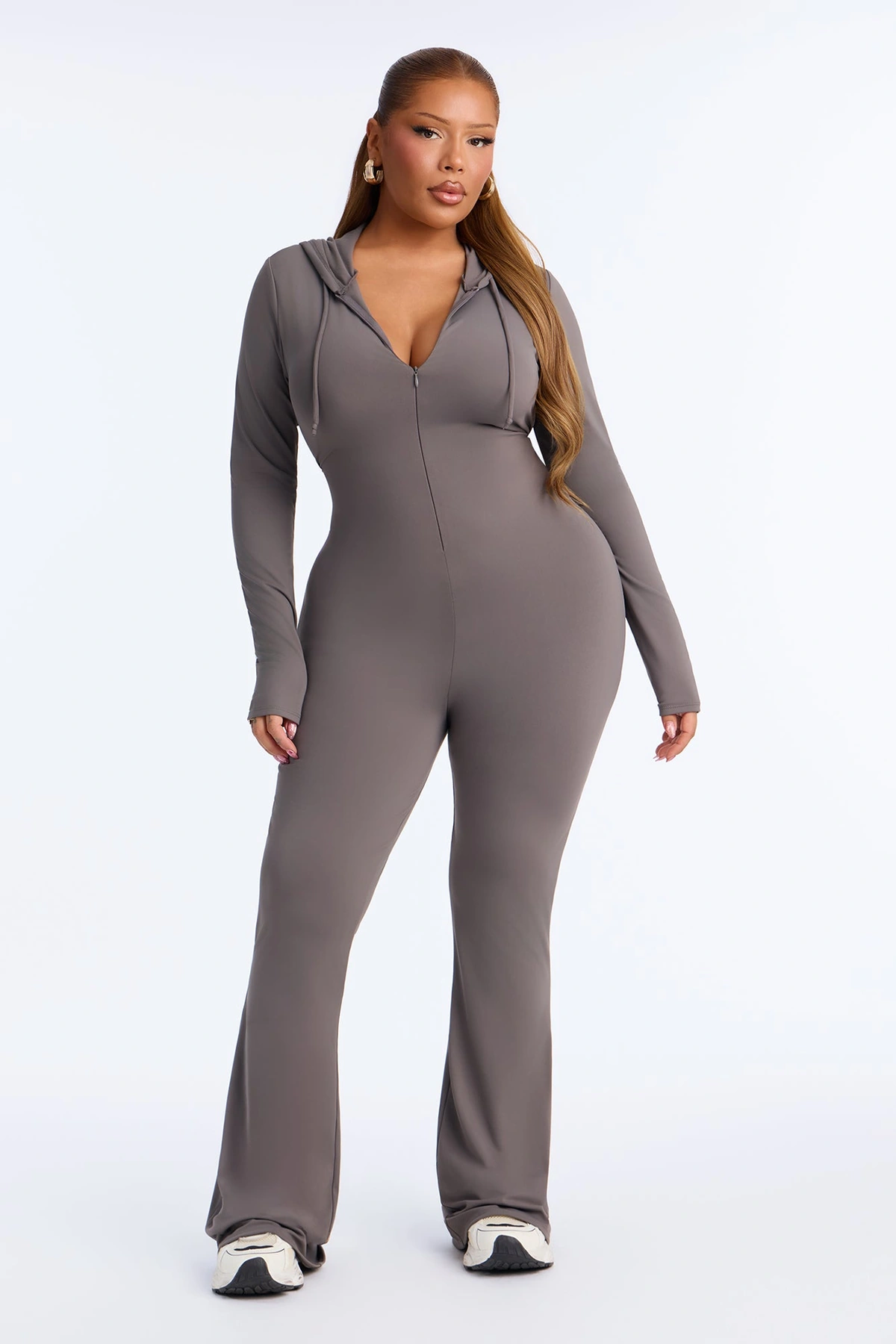 Luna Zip Up Jumpsuit - Charcoal — Cinzento-escuro