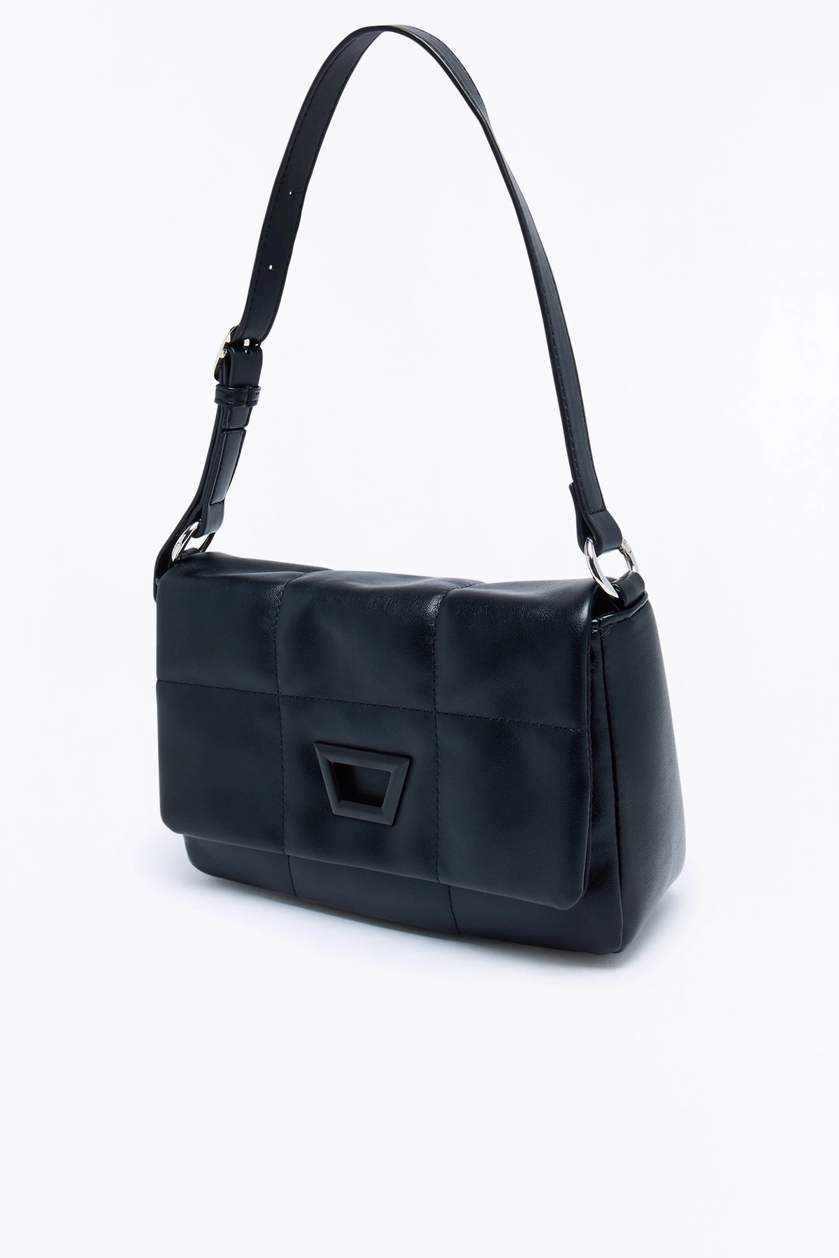 Softest To Touch Faux Leather Quilted Shoulder Bag - Black — Preto