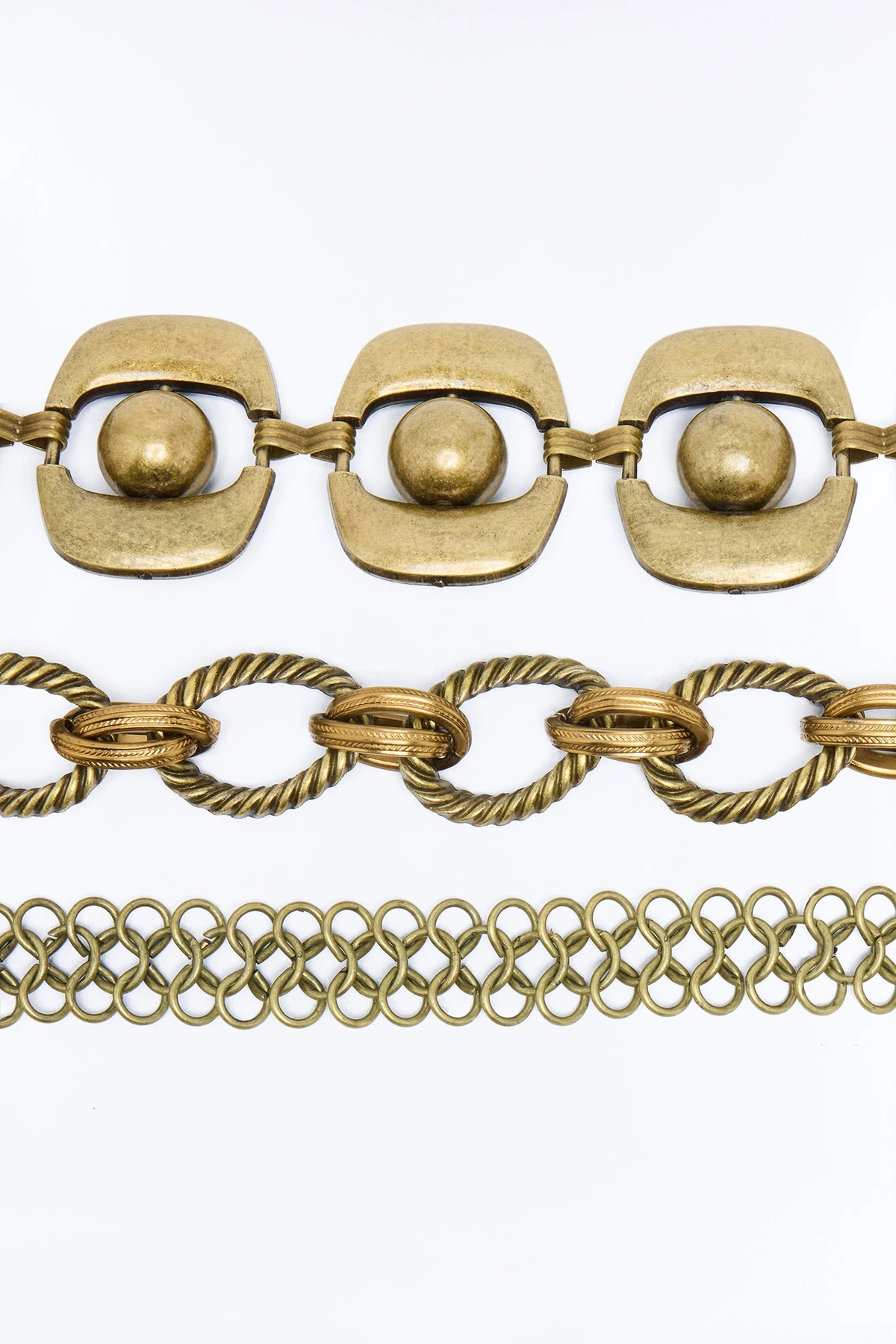 Electric Haze Layered Chain Belt - Gold/Brown — Dourado/Castanho