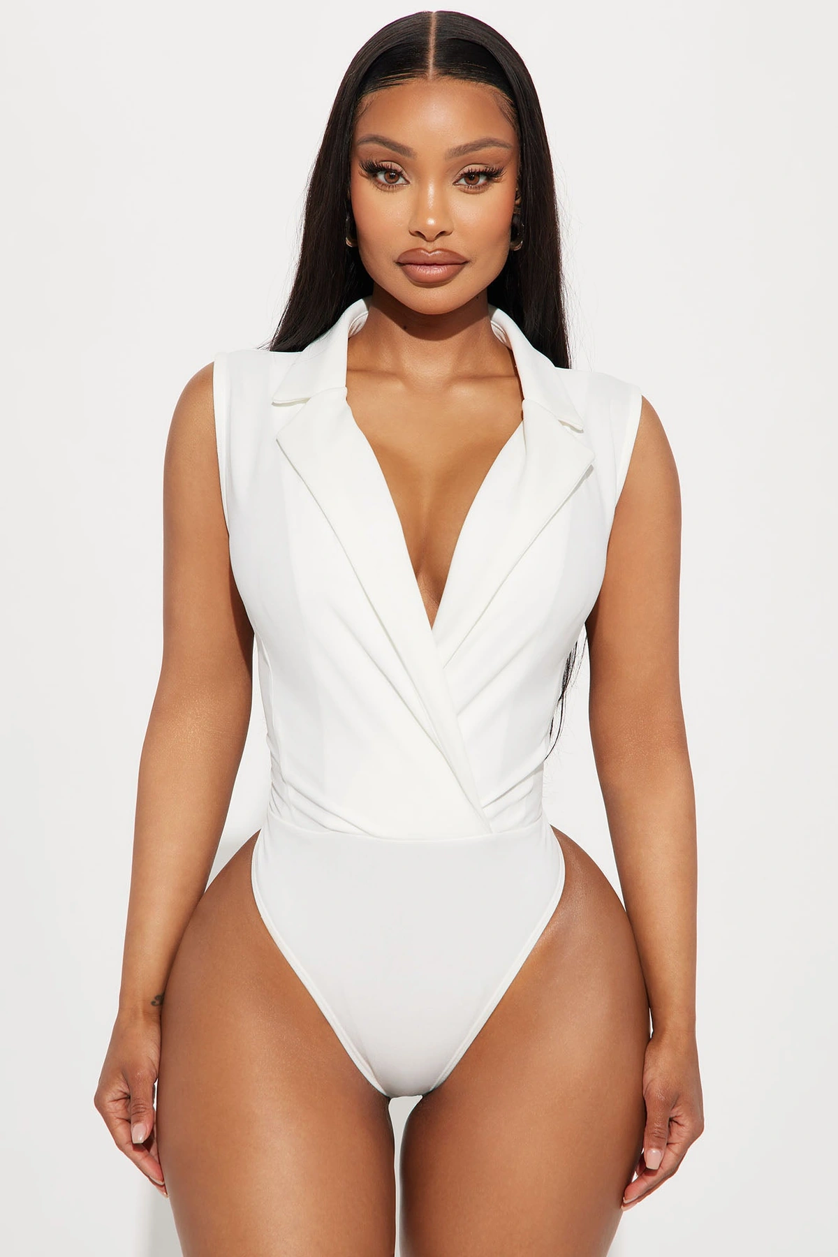 Office Baddie Bodysuit - Ivory — Marfim