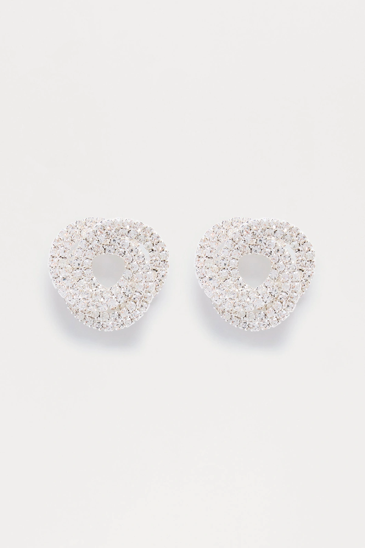 Eternal Knot Rhinestone Stud Earrings - Silver — Prateado
