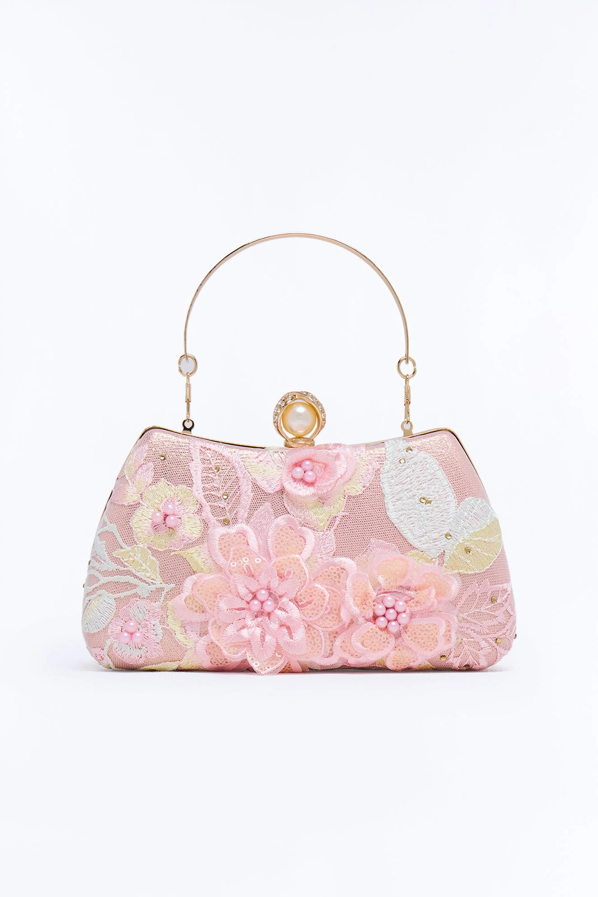 Rose Garden Embroidered Satchel Handbag - Pink — Rosa