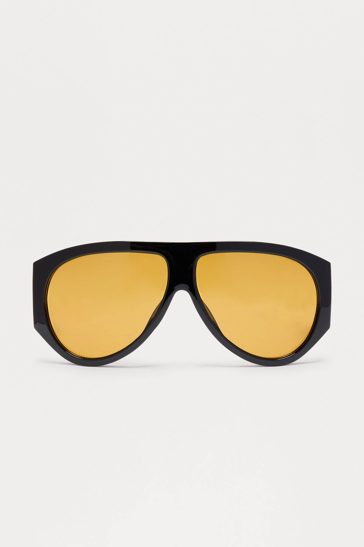 Fashion Forward Shield Sunglasses - Black/Yellow — Preto/Amarelo