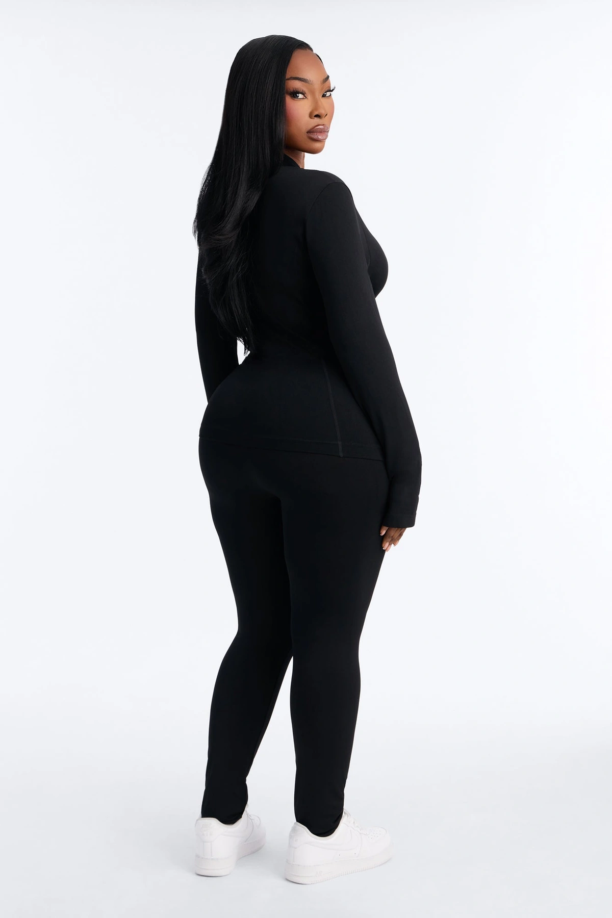 All Love Seamless Zip Up Legging Set - Black — Preto
