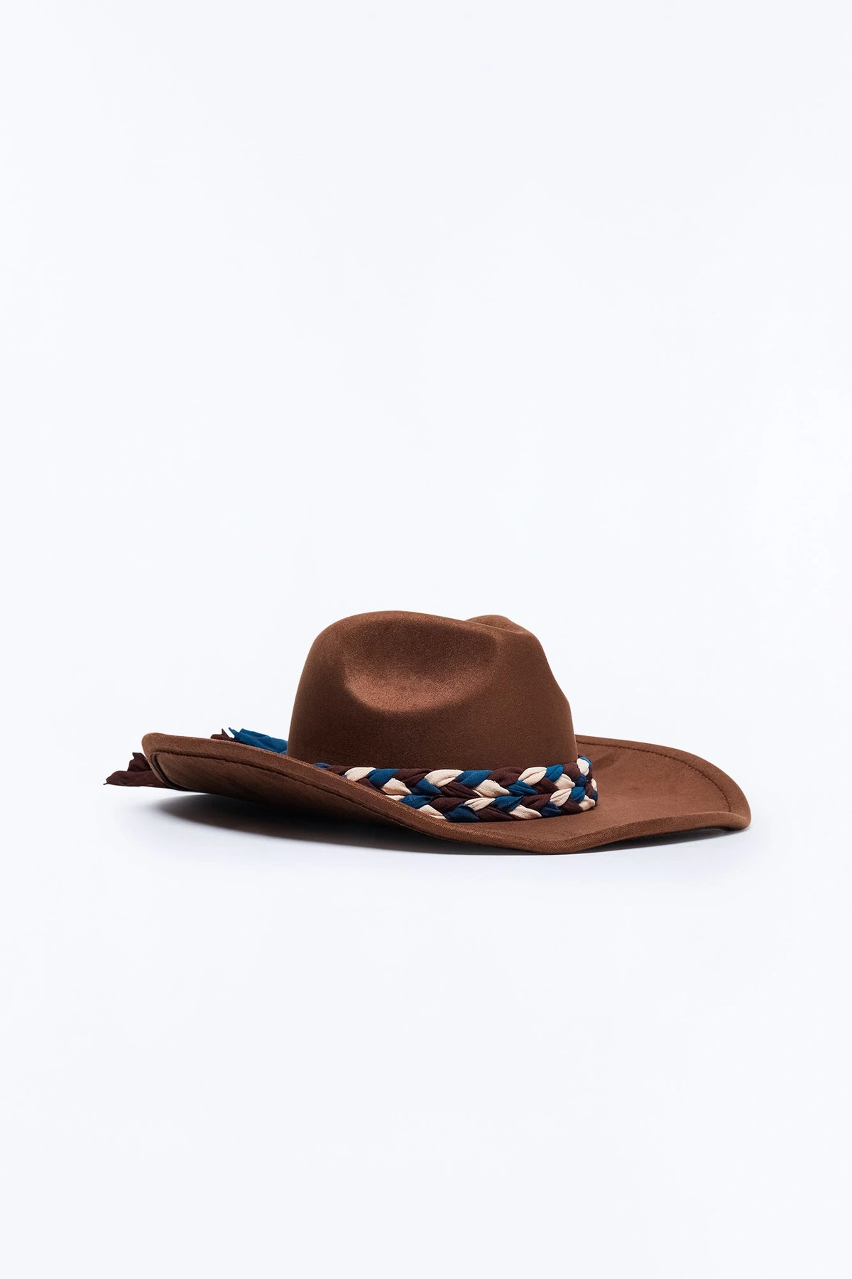 Frontier Bound Faux Suede Braided Cowboy Hat - Dark Brown — escuro Castanho