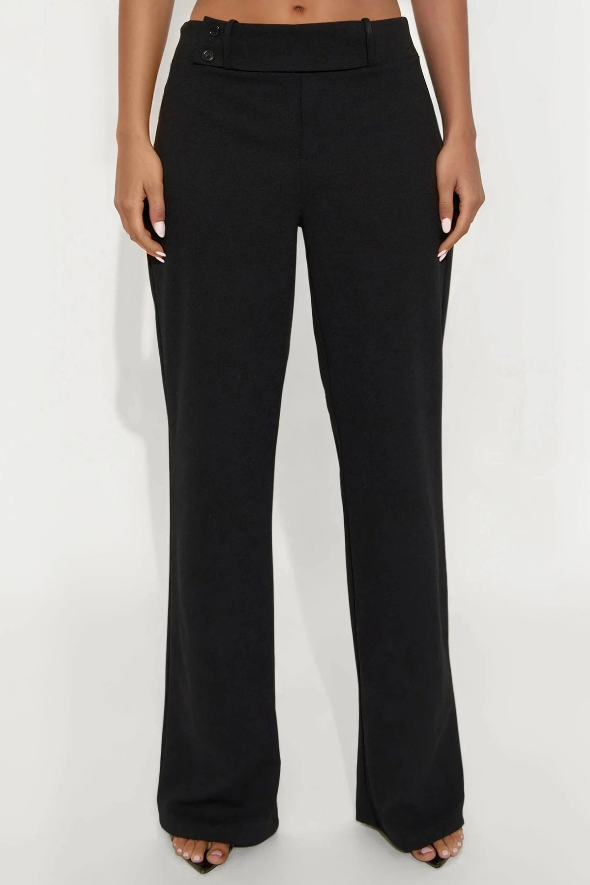 Office Tea Straight Leg Trouser Pant - Black — Preto