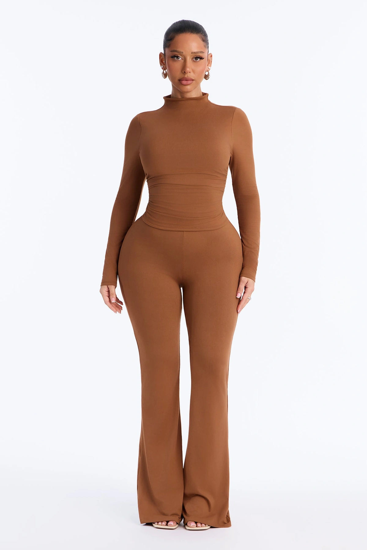 Lielle Mock Neck Pant Set - Mocha — Moca