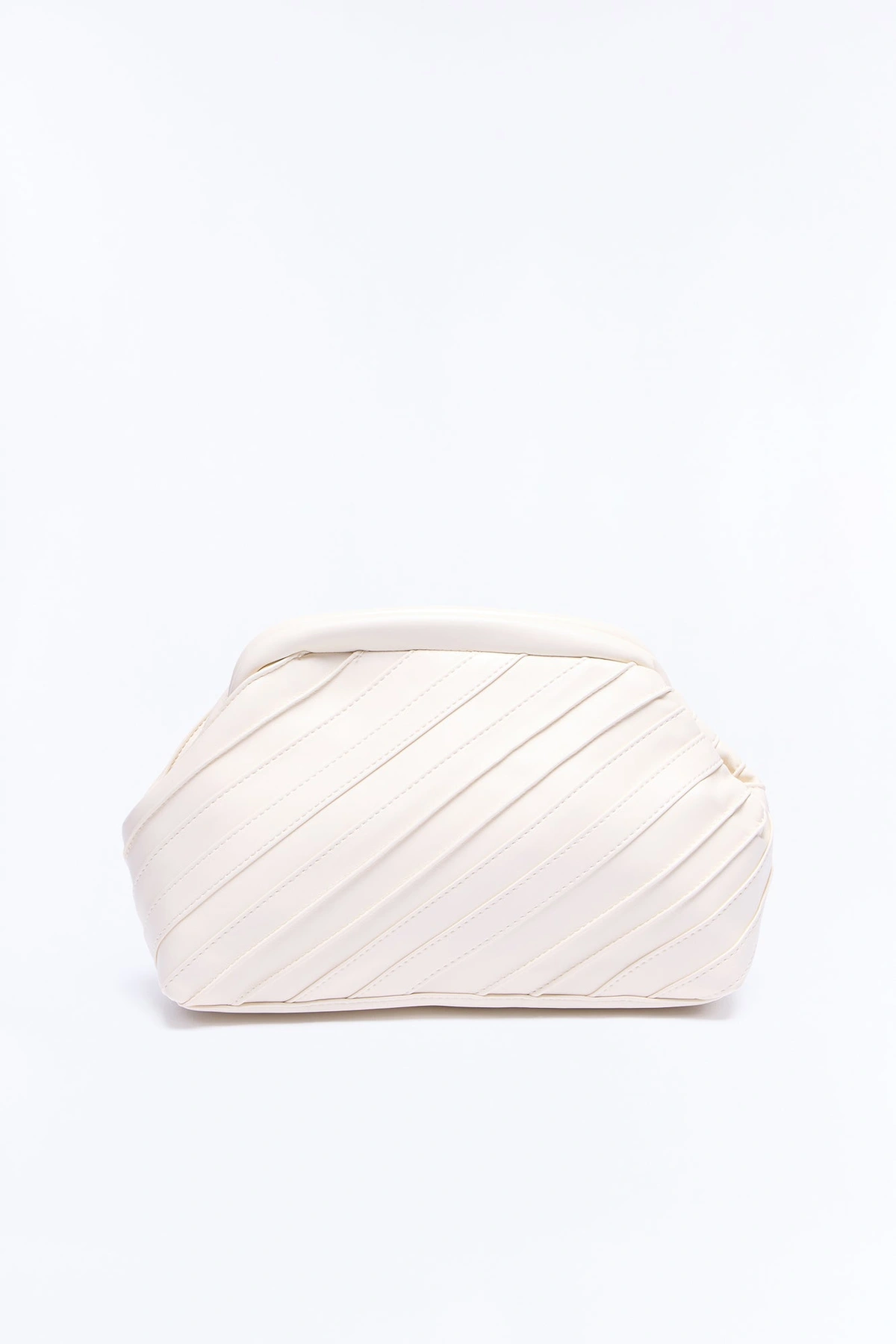 Stay In Your Lane Faux Leather Clutch Handbag - Ivory — Marfim