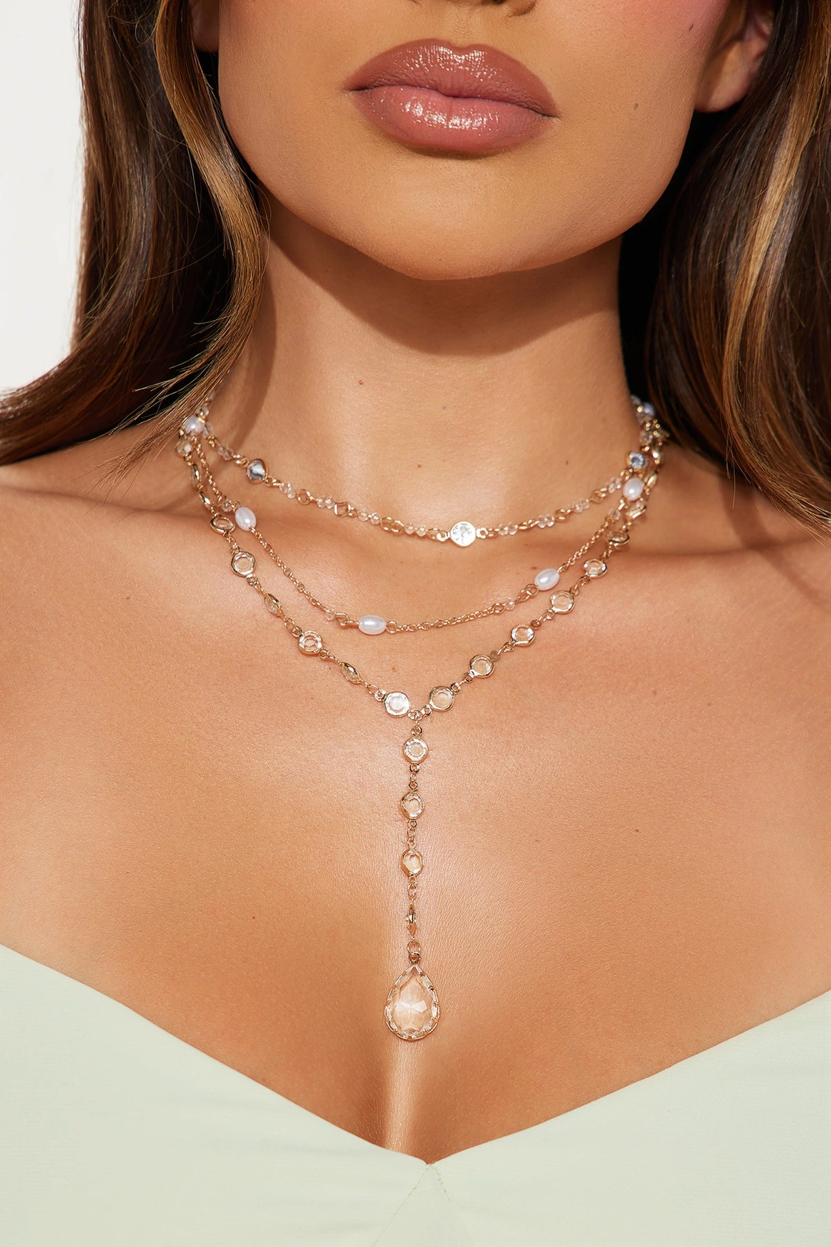 Amber Dust Layered Necklace - Gold — Dourado