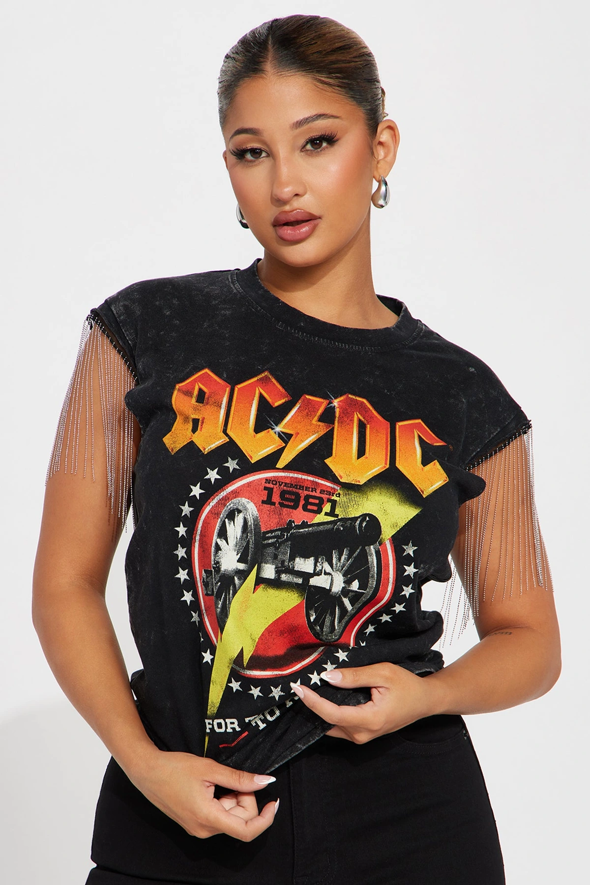 ACDC Fringe Graphic Tee - Black — Preto