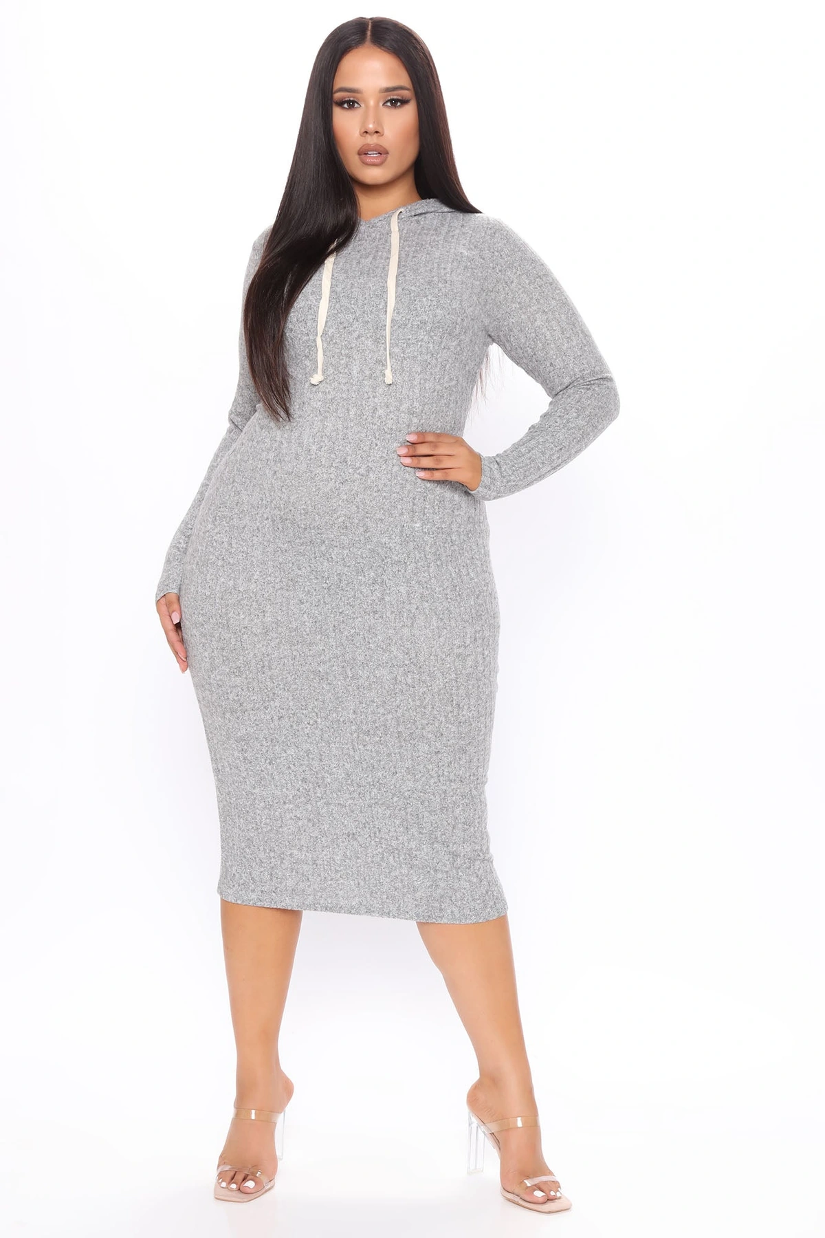 Play By Play Hoodie Dress - Heather Grey — Cinzento mesclado