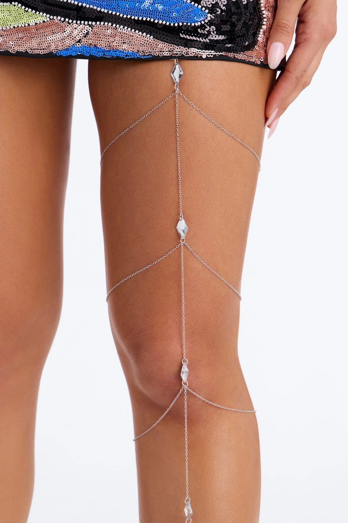 Icon In The Dust Thigh Chain - Silver — Prateado