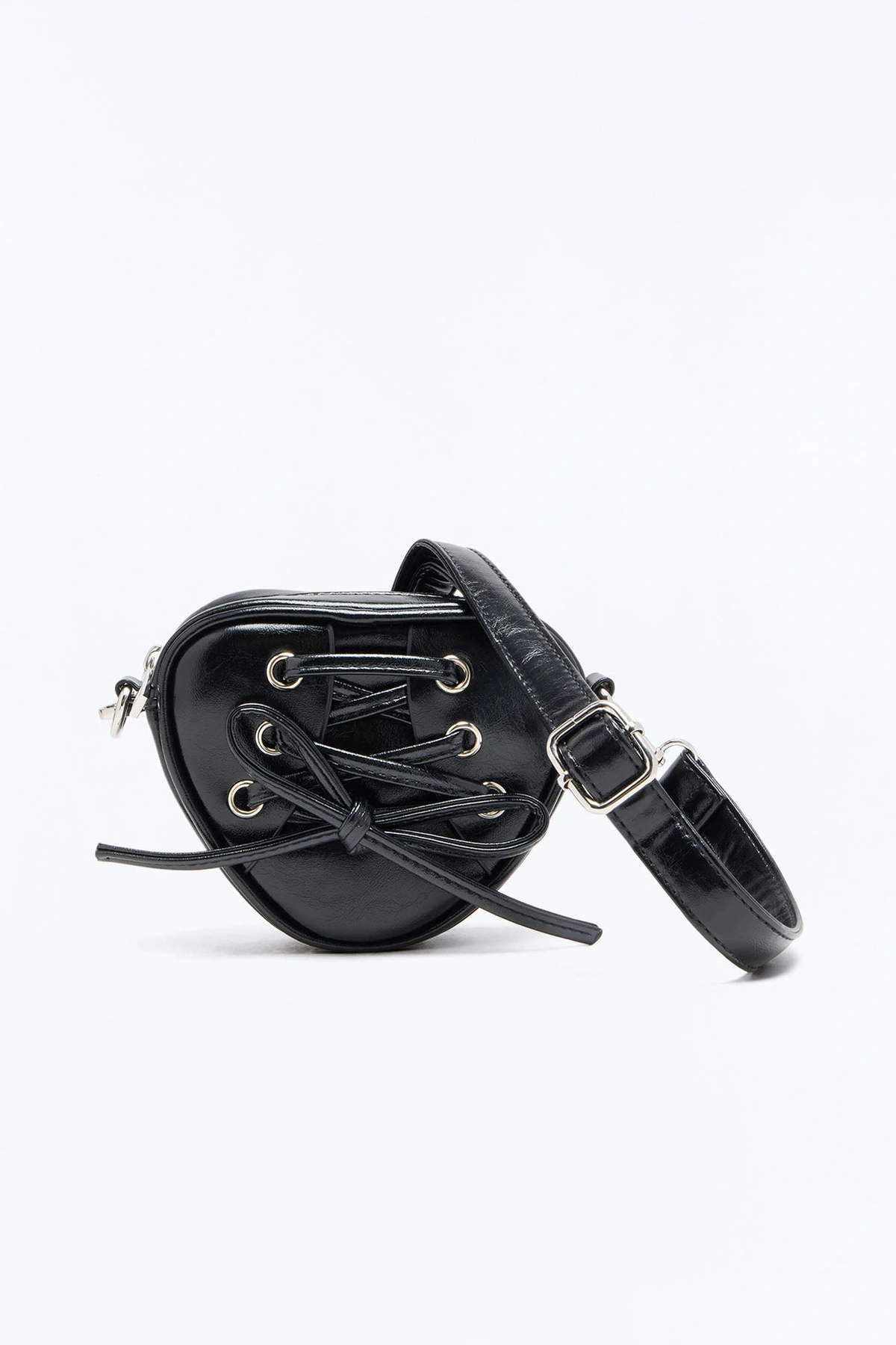 Stitch My Heart Faux Leather Crossbody Handbag - Black — Preto