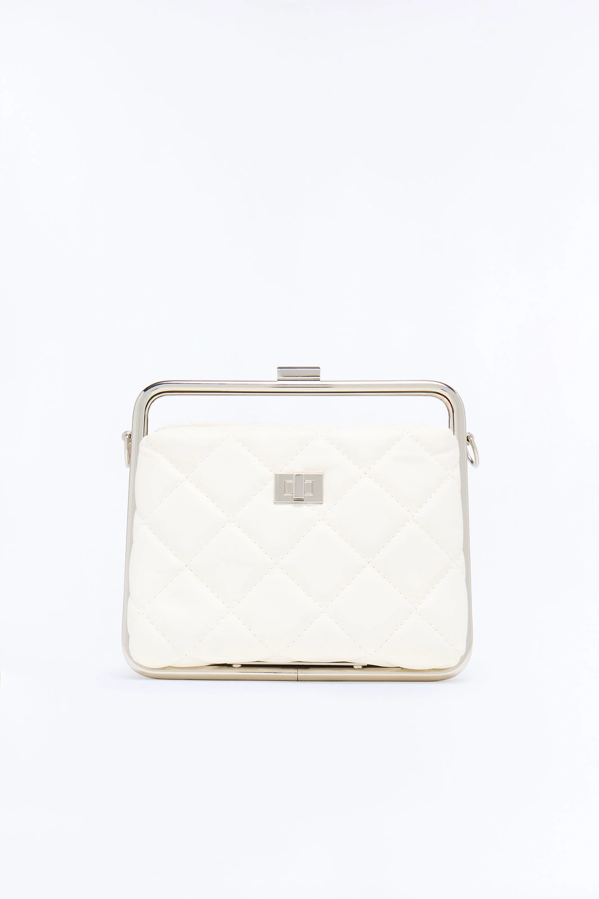 Sweetest Dreams Faux Leather Quilted Satchel Handbag - Ivory — Marfim