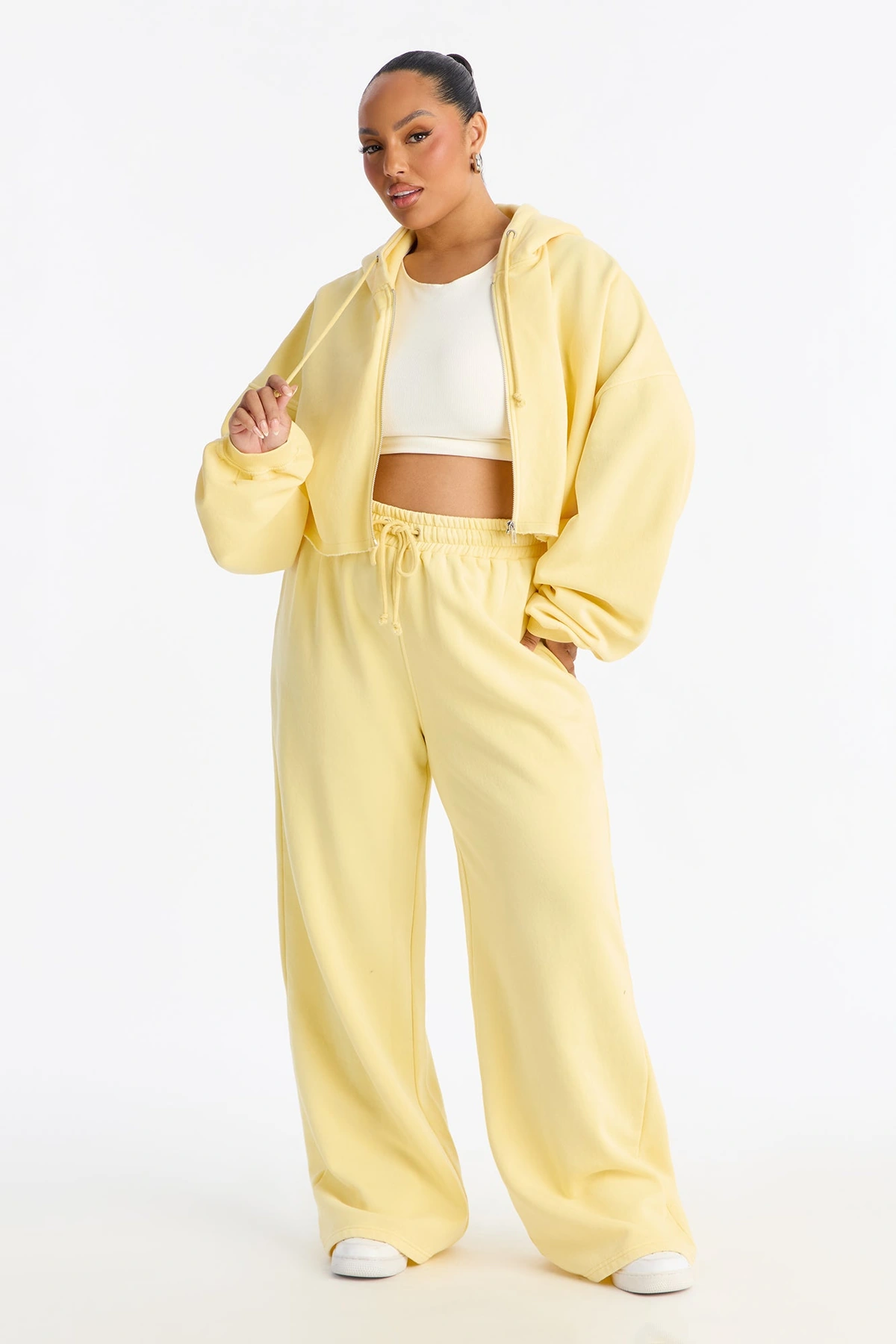 On The Go Fleece Pant Set - Yellow — Amarelo
