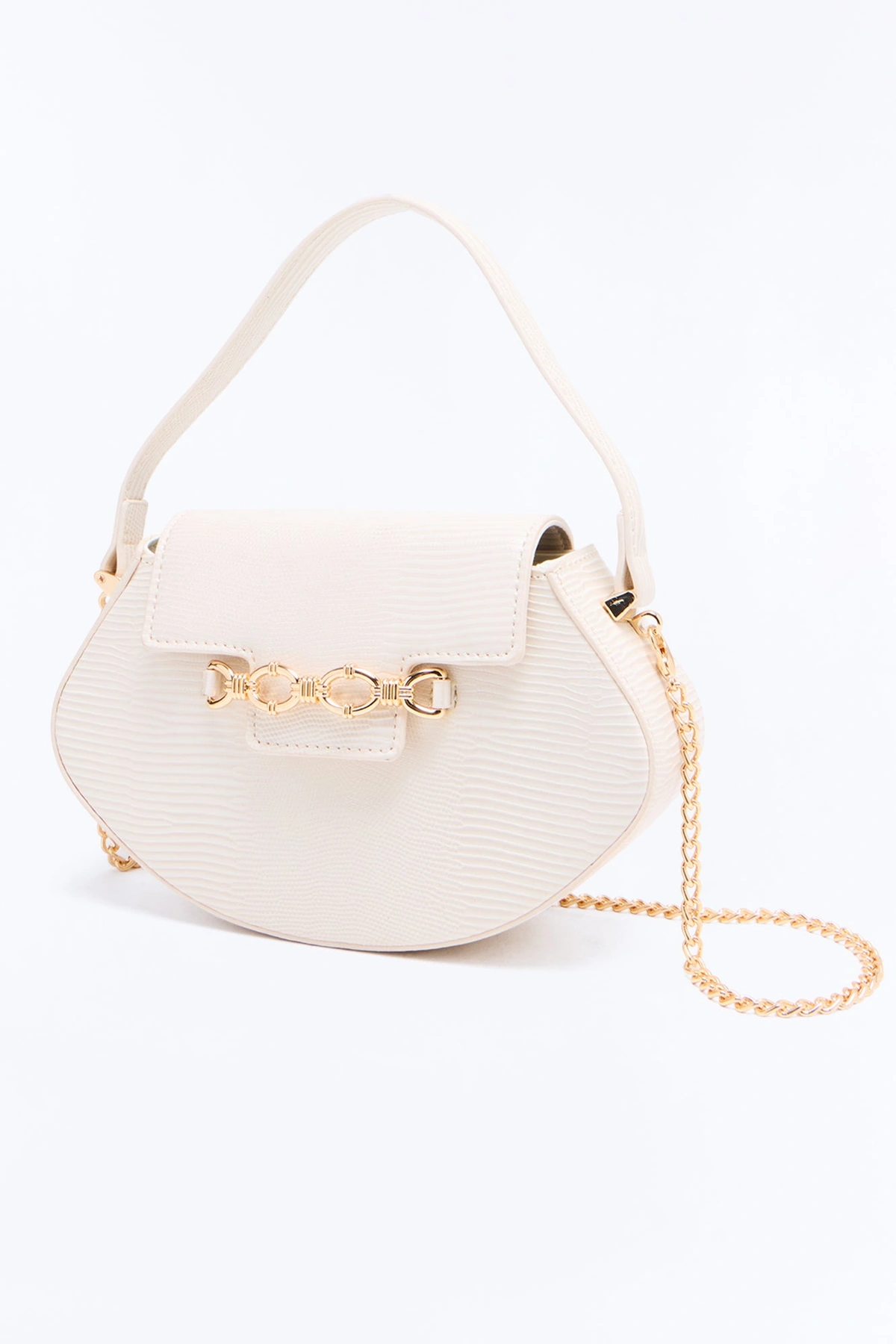 Born This Way Faux Leather Satchel Handbag - Ivory — Marfim