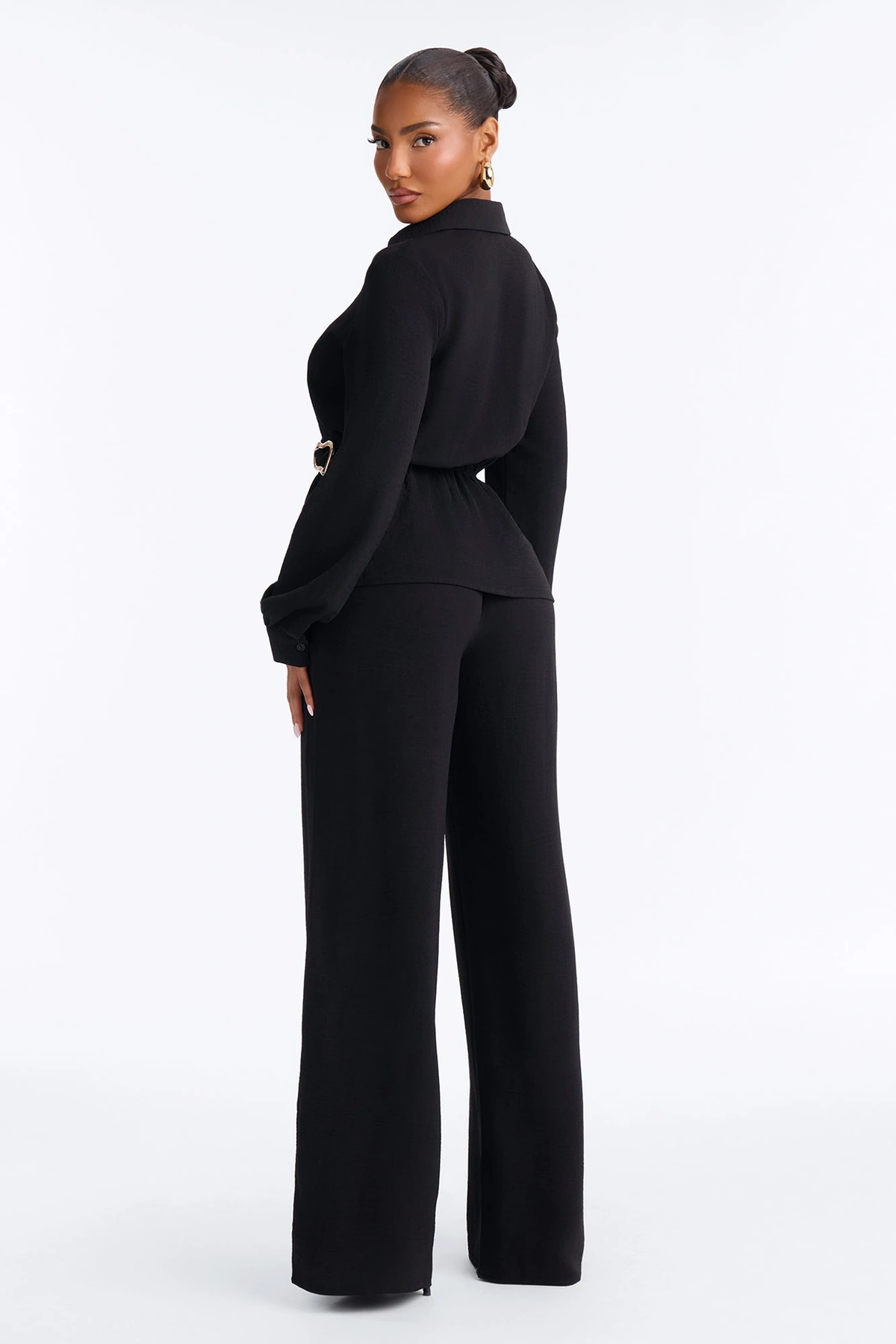 Paulina Airflow Buckle Pant Set - Black — Preto