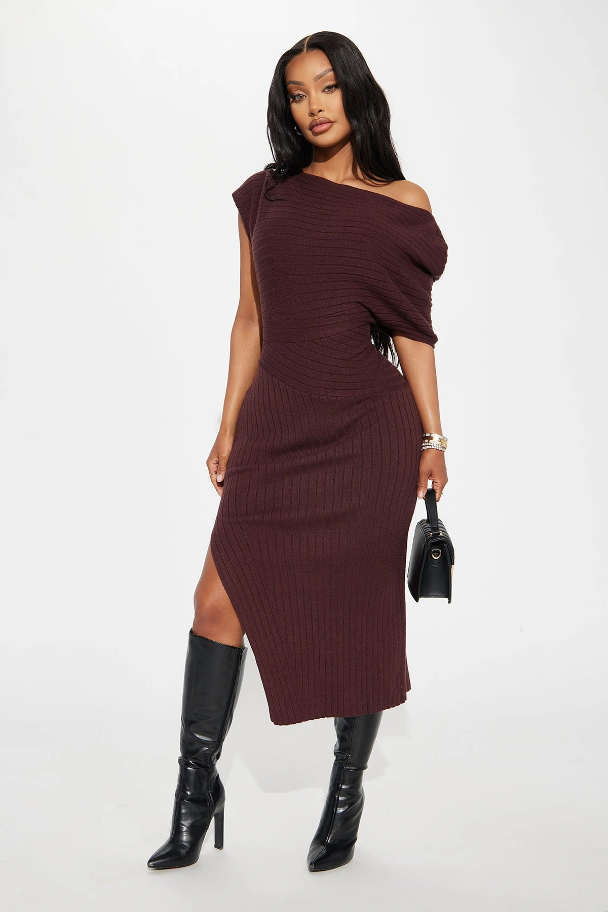 Bonnie Sweater Midi Dress - Chocolate — Chocolate