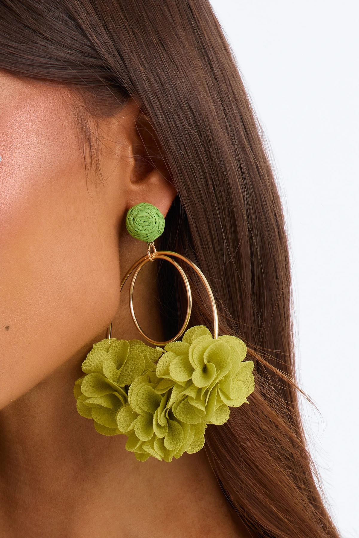 Had Me At Hello Hoop Earrings - Gold/Green — Dourado/Verde
