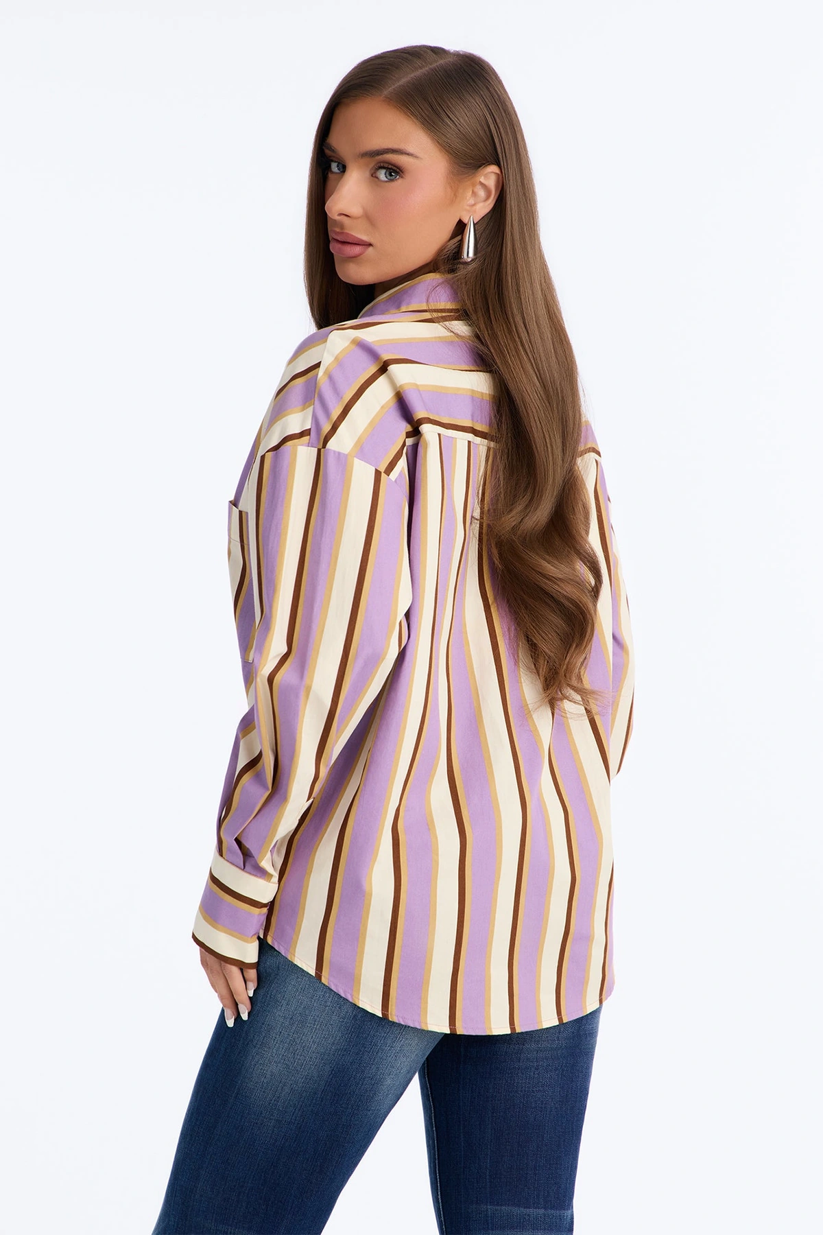 I'm The Main Topic Striped Shirt - Purple/combo — Roxo/combinação