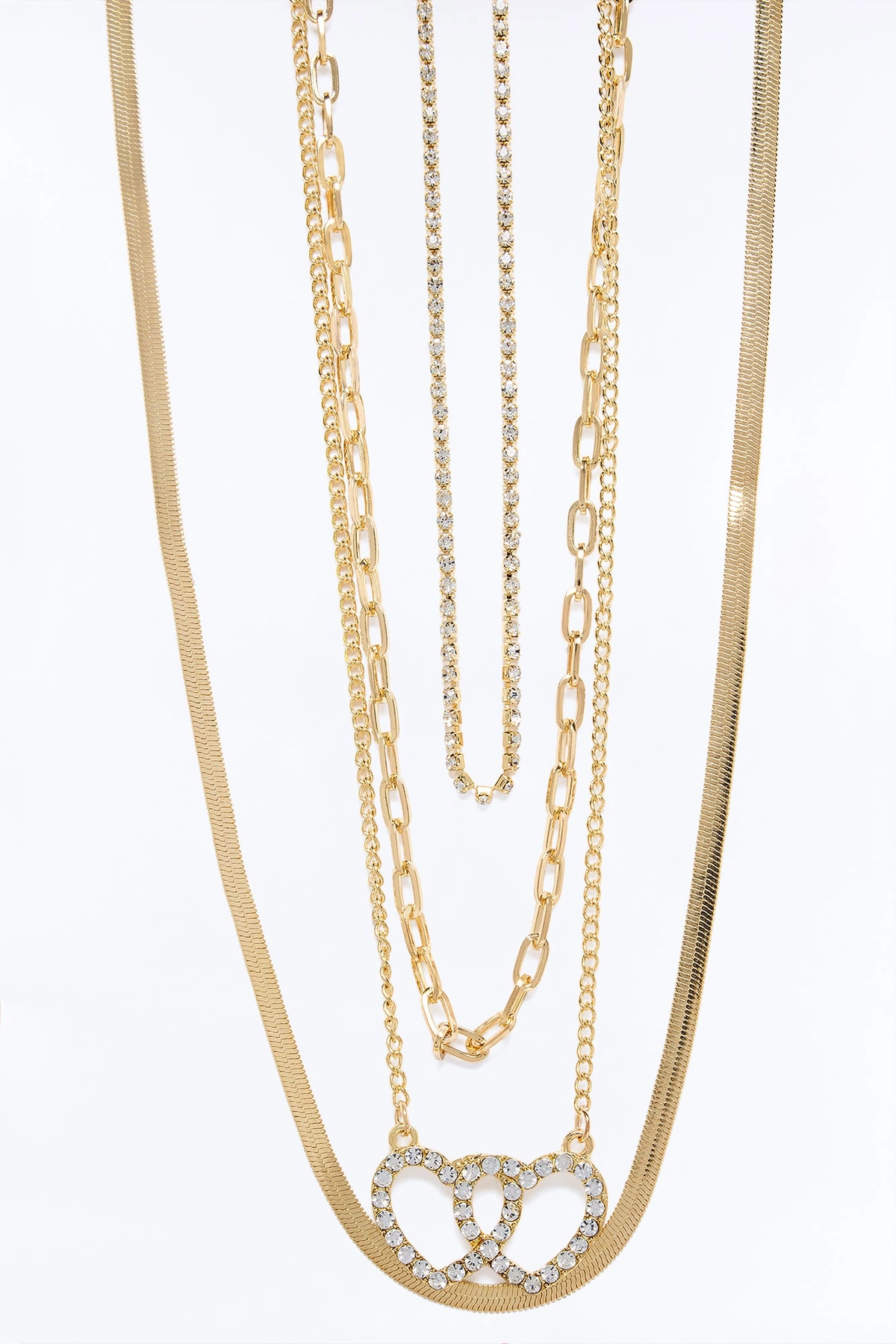 Double Or Nothing Heart Layered Necklace - Gold — Dourado
