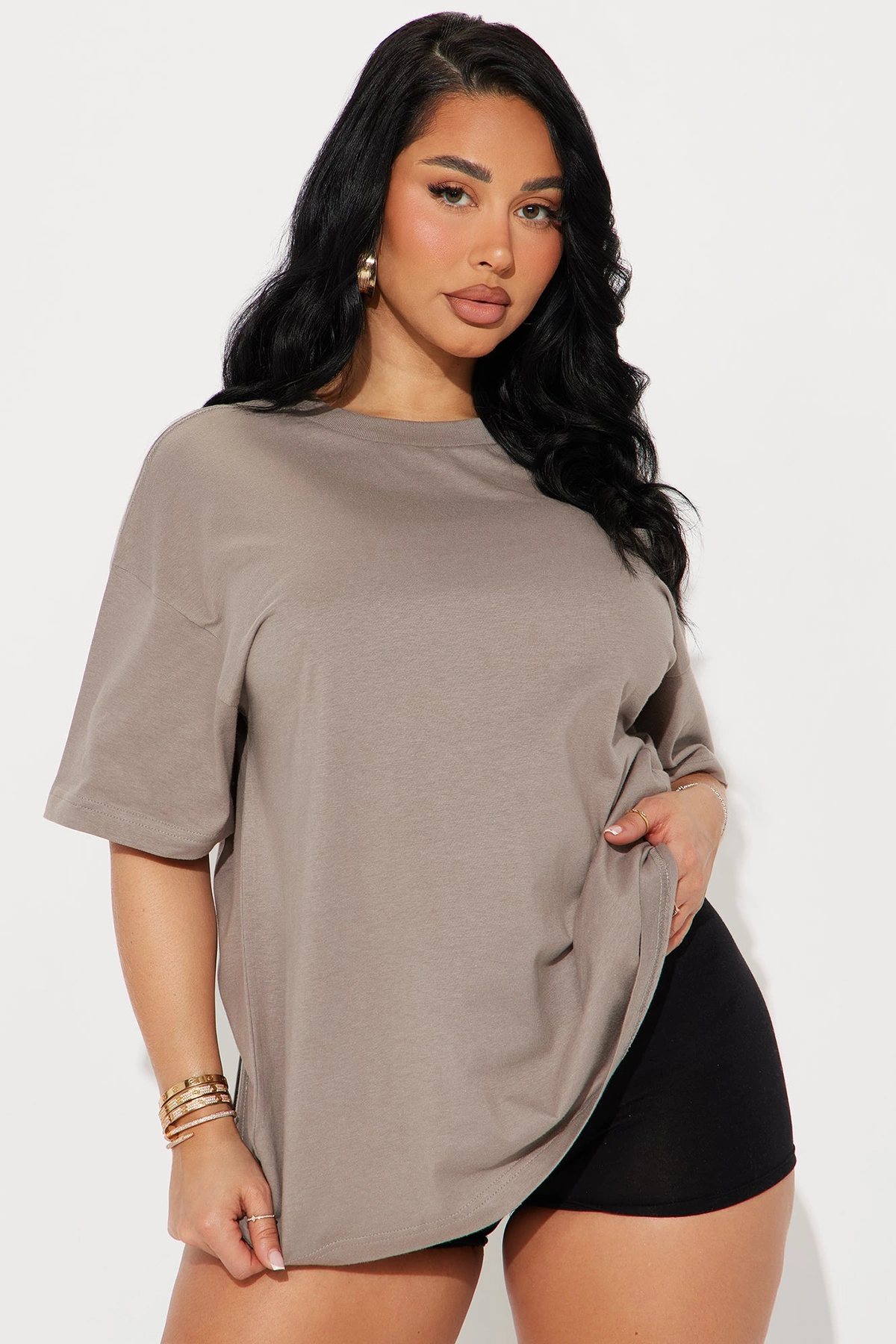 The Oversized Boyfriend Tee - Stone — Bege-pedra