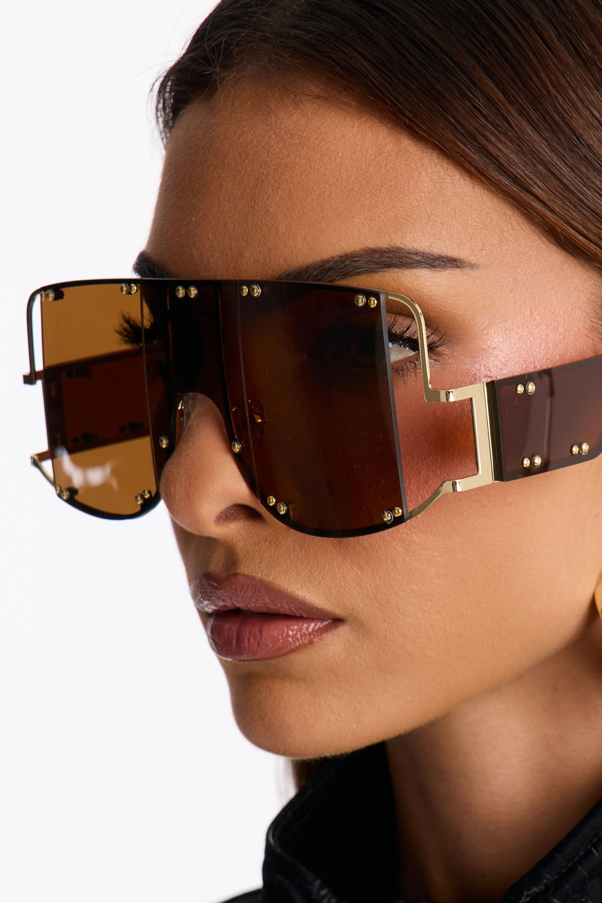 Drama Mode Sunglasses - Gold/Brown — Dourado/Castanho