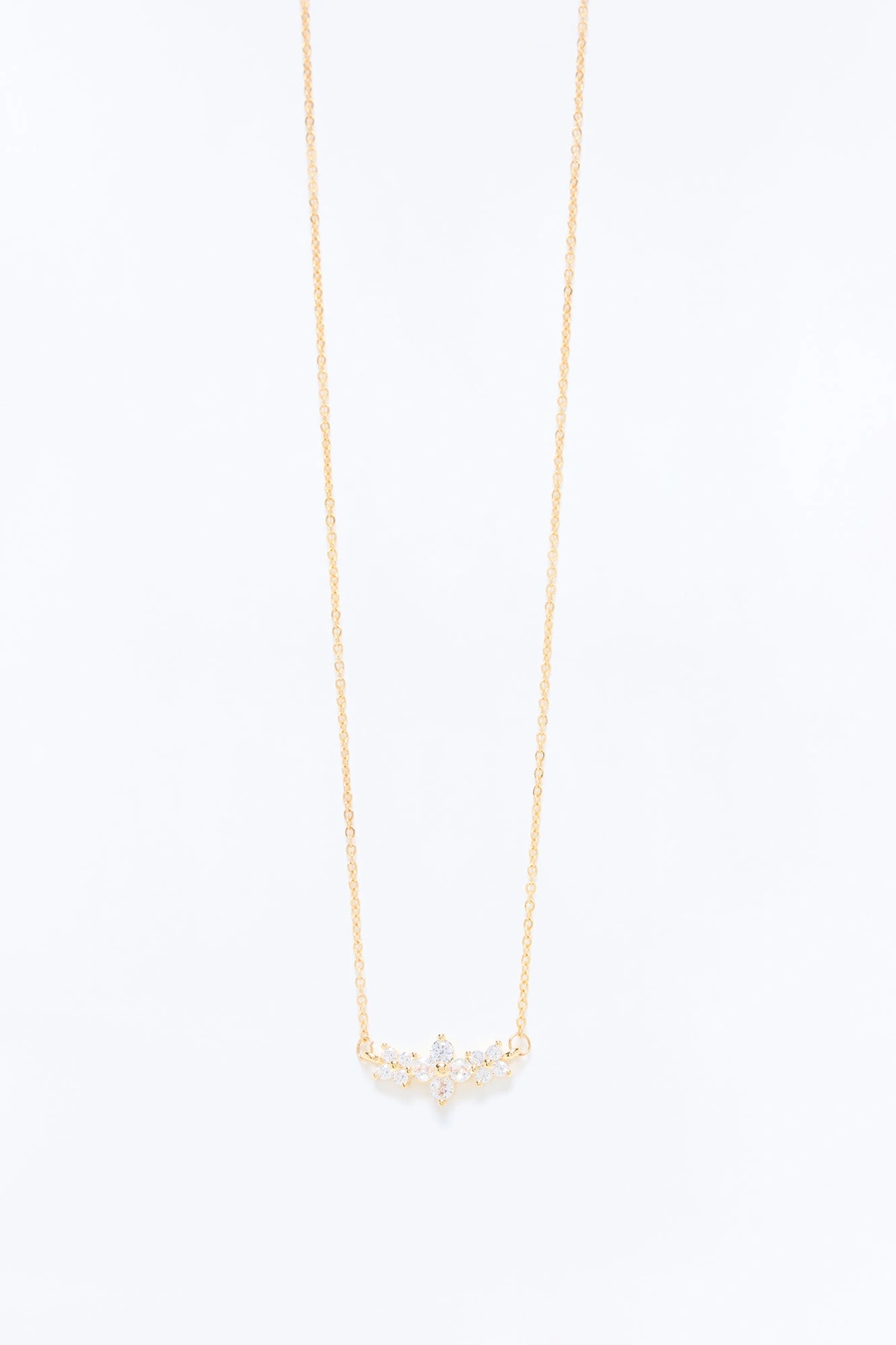 Poppy Rhinestone Pendant Necklace - Gold — Dourado