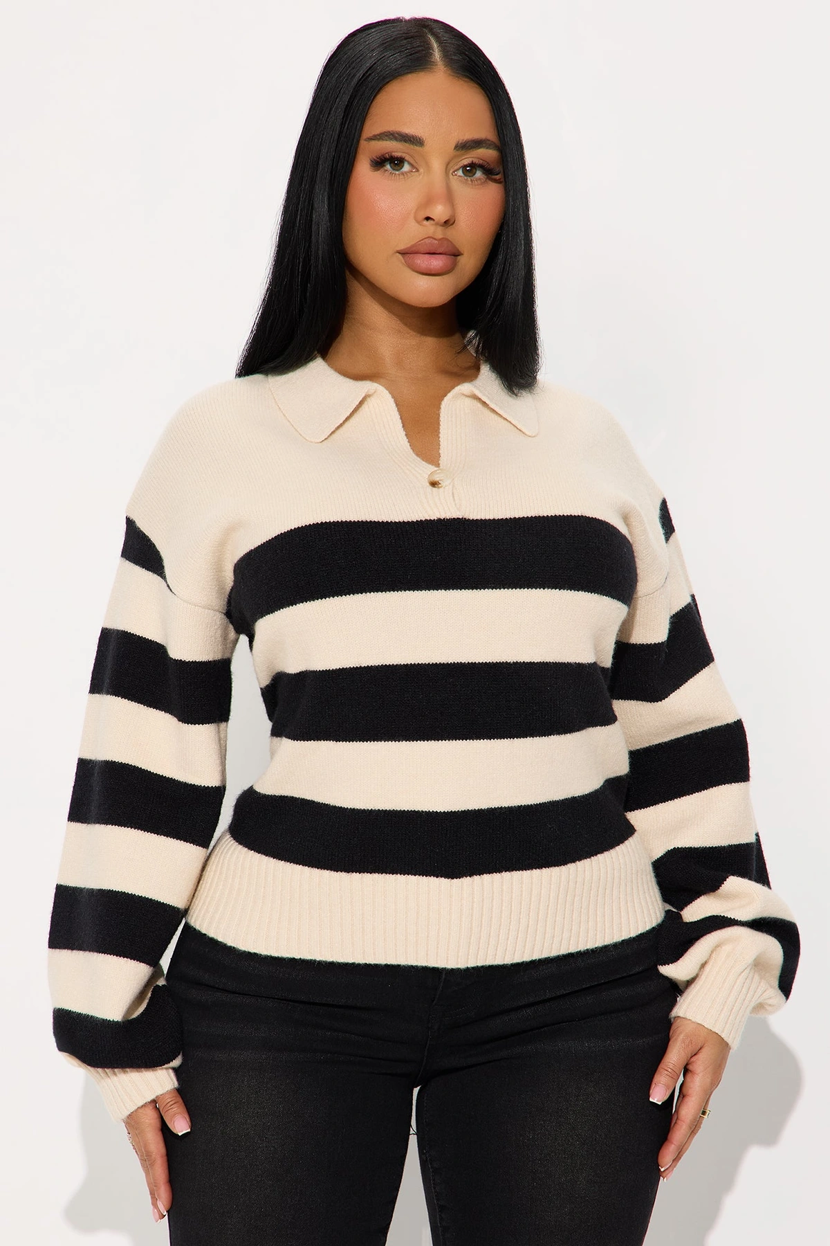 A Daily Thing Striped Sweater - Black/combo — Preto/combinação