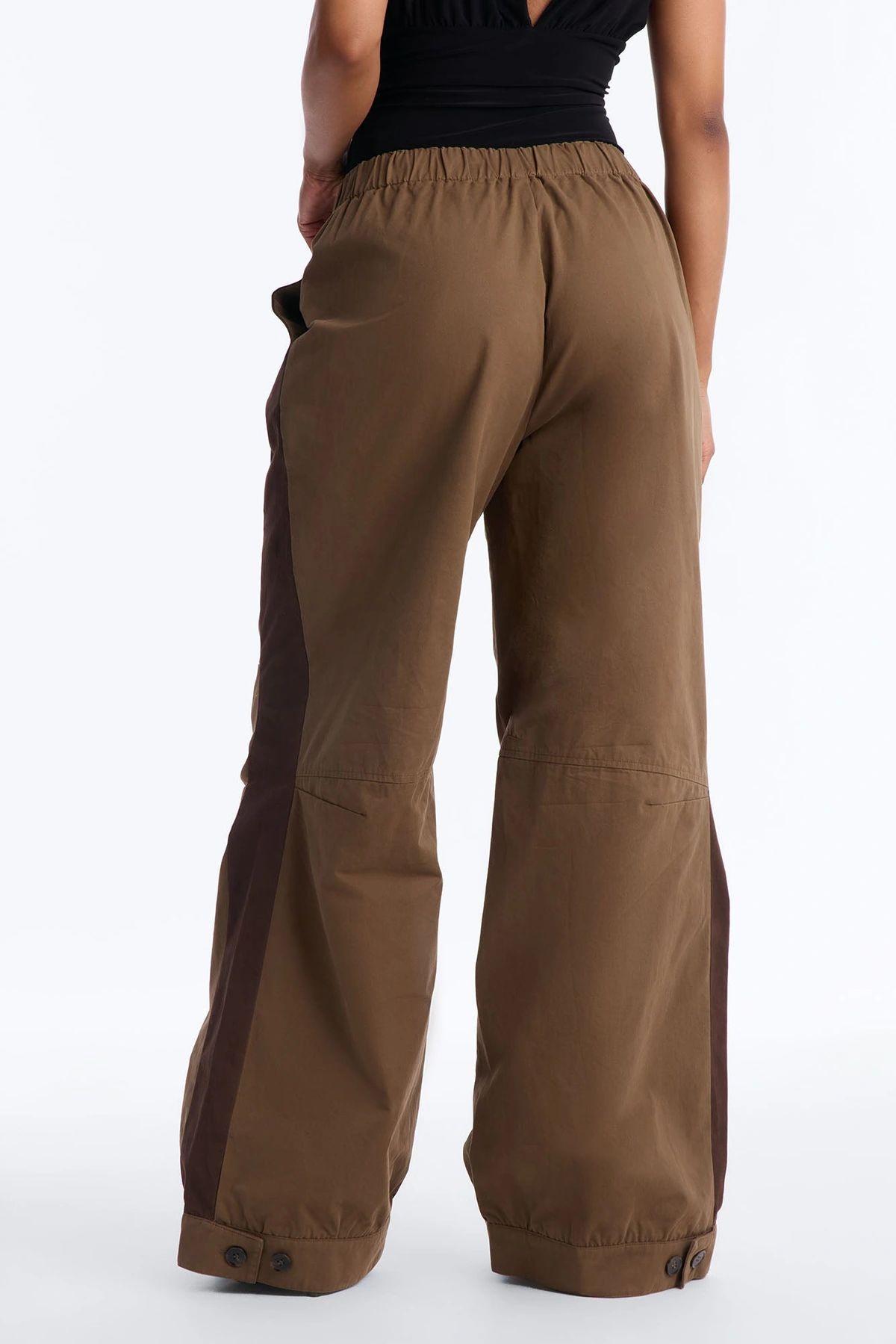 Zuri Mid Rise Colorblock Wide Leg Pant 32″ - Olive/combo — Verde-azeitona/combinação