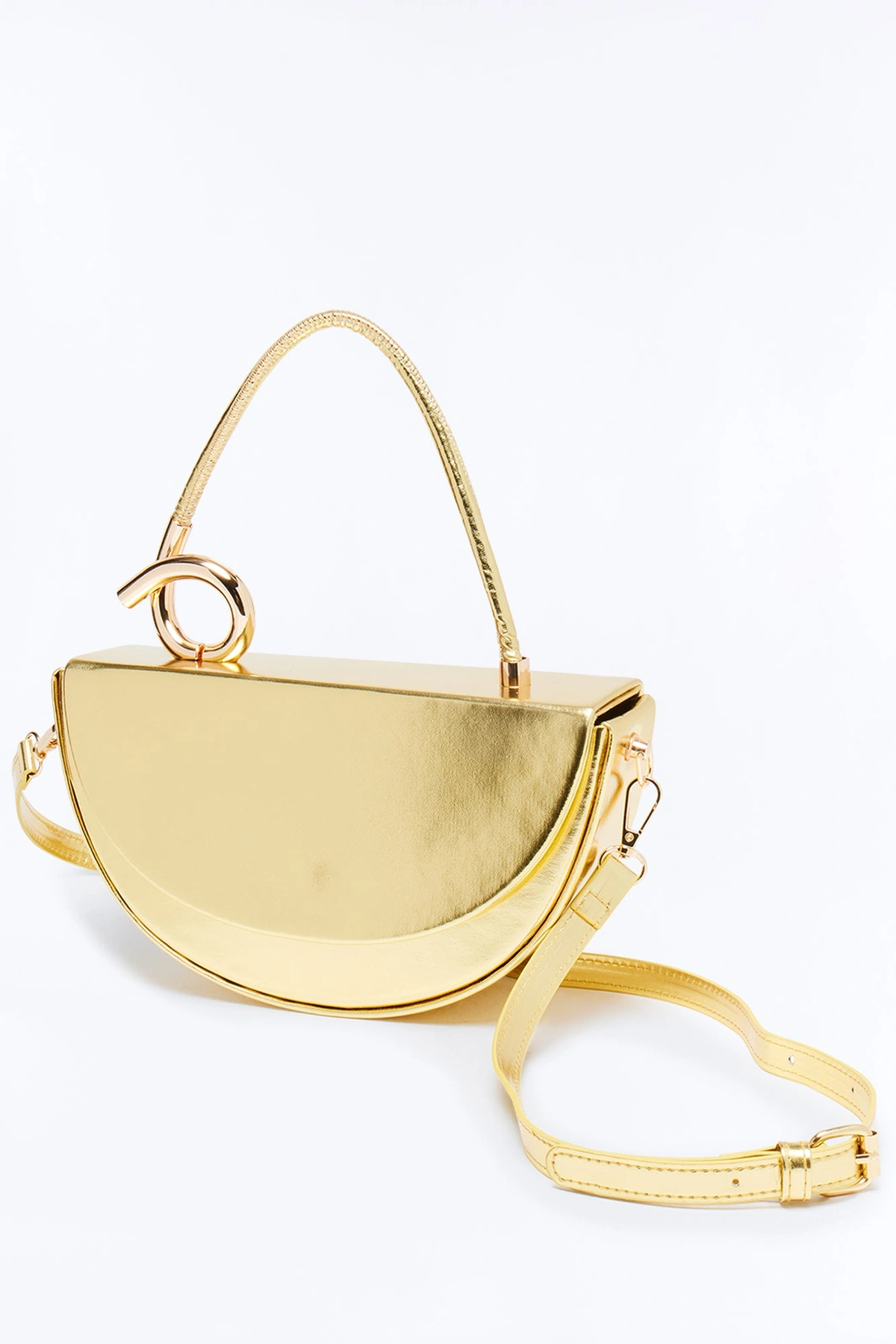 Adding A Twist Faux Leather Satchel Bag - Gold — Dourado