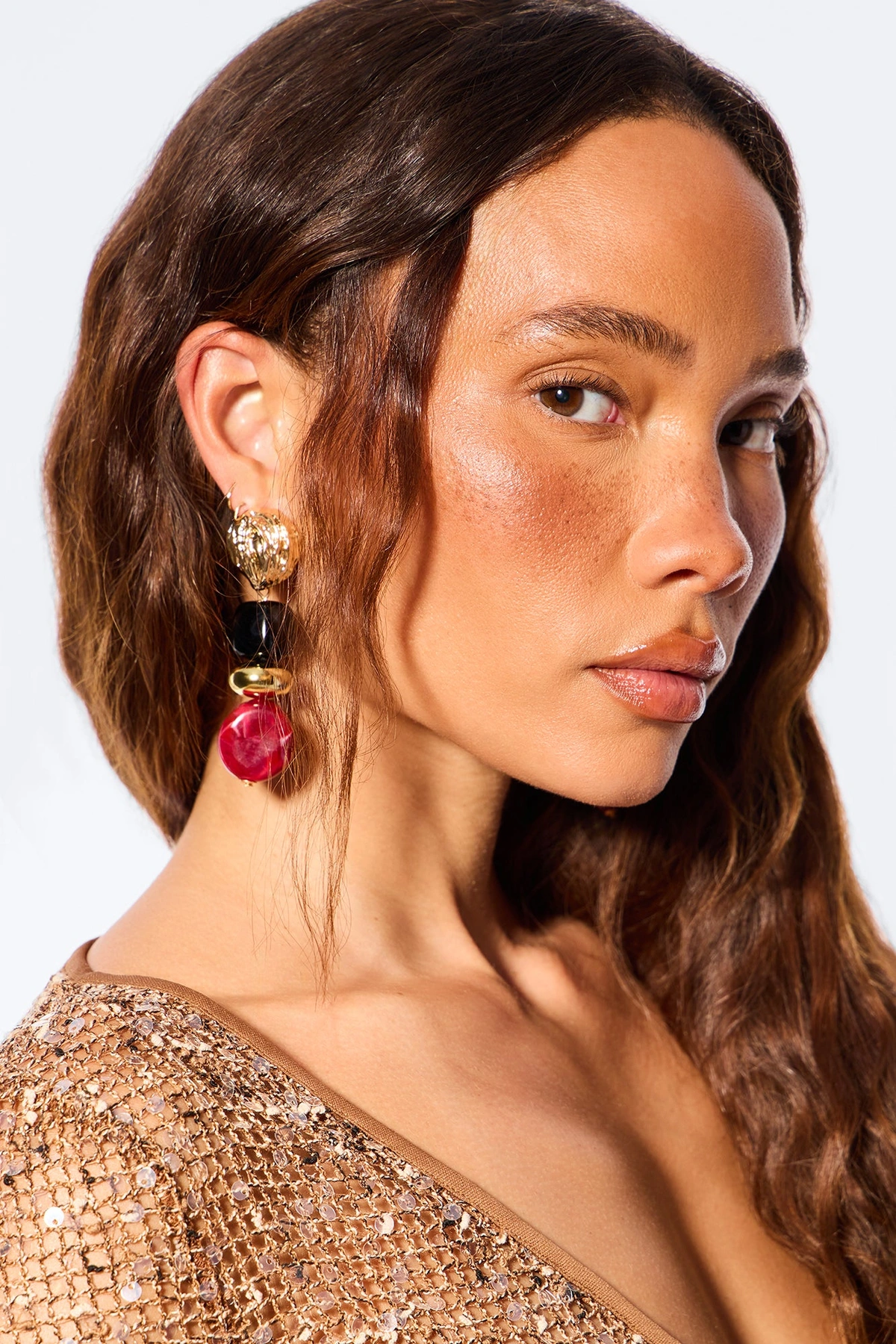 Sunspell Drop Earrings - Black/Red — Preto/Vermelho