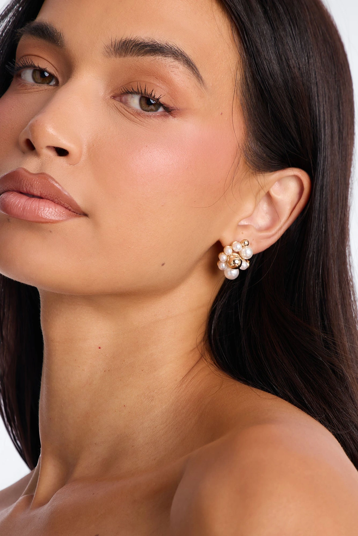 All In Beads Pearl Stud Earrings - Gold/combo — Dourado/combinação