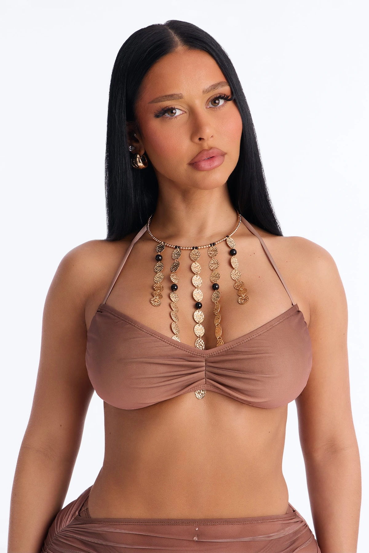 Endless Waves Necklace - Gold/Black — Dourado/Preto