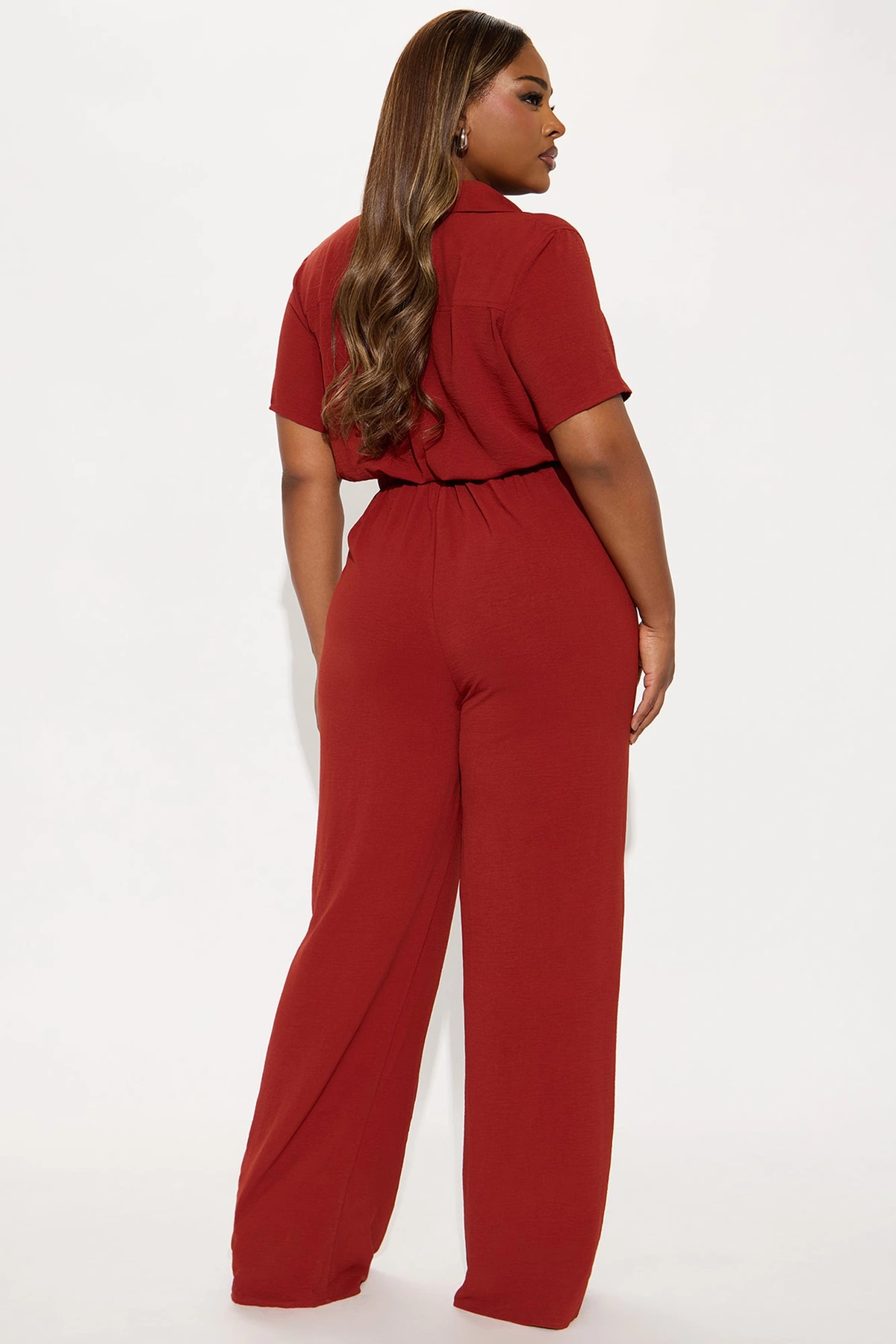 Makenzie Short Sleeve Jumpsuit - Rust — Ferrugem