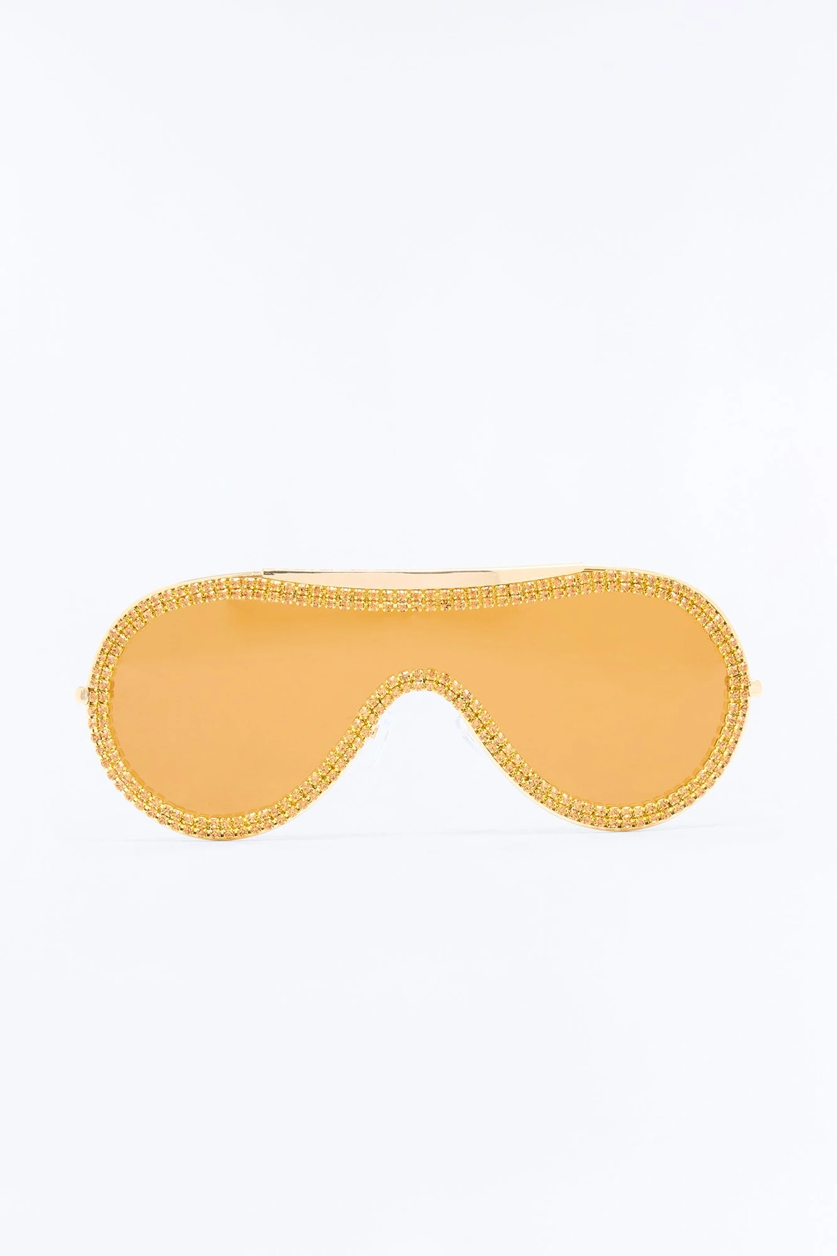 Rhinestone Rock Star Sunglasses - Gold/Brown — Dourado/Castanho