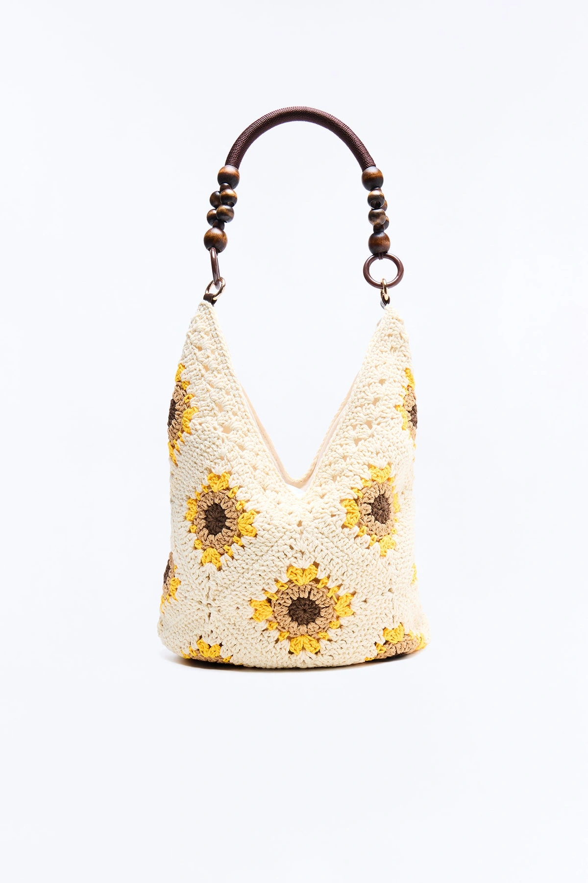 Sunflower Love Crochet Tote Handbag - Ivory/combo — Marfim/combinação