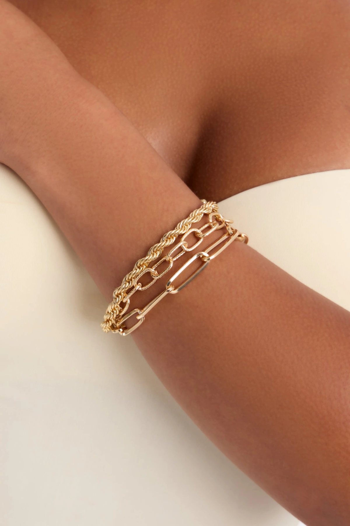Beautiful Chaos 3 Piece Bracelet Set - Gold — Dourado
