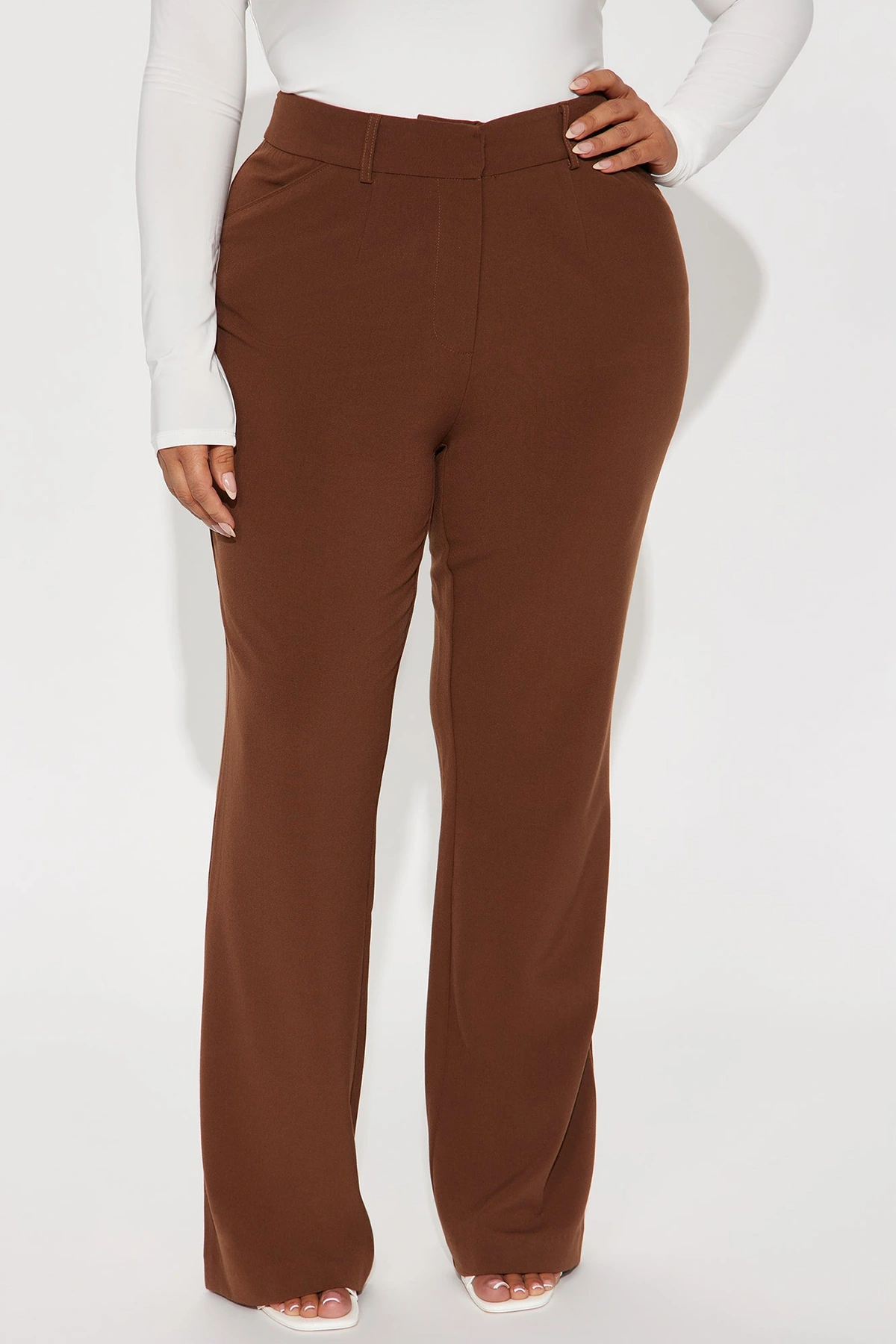 Tasha Dressy High Rise Pants - Brown — Castanho