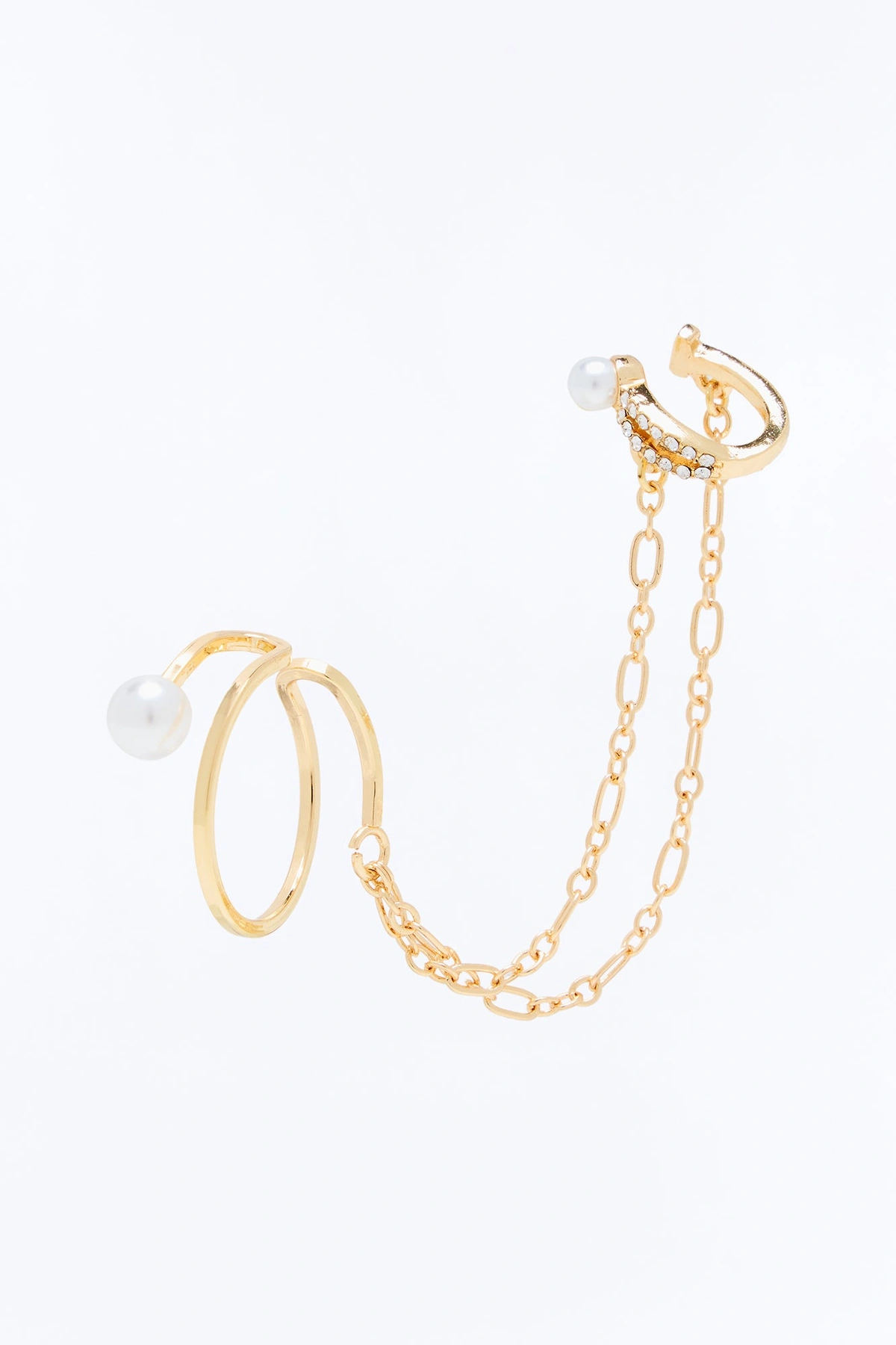 Silent Treatment Layered Chain Link Earcuff - Gold — Dourado