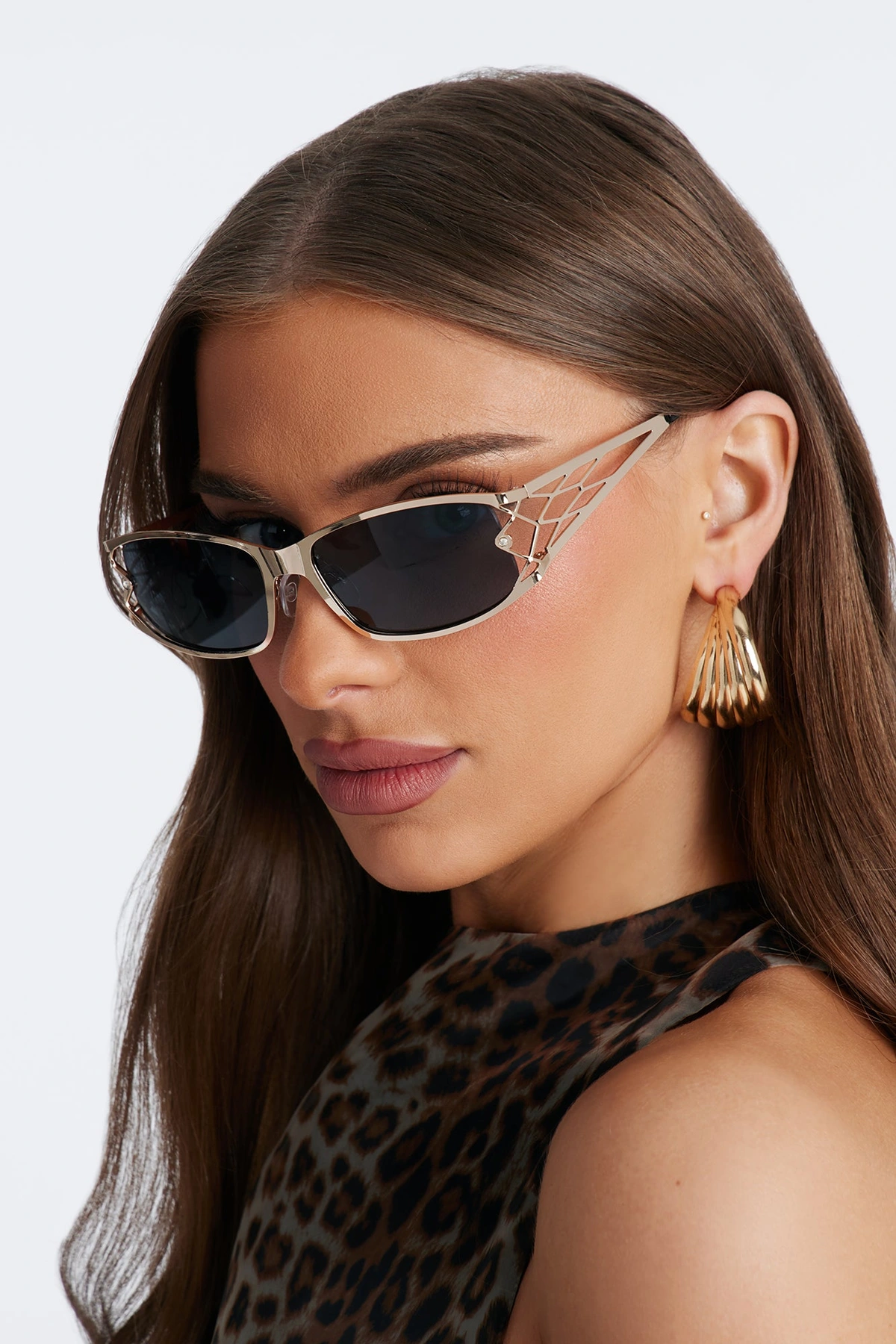 Matrix Baddie Square Sunglasses - Gold/Black — Dourado/Preto