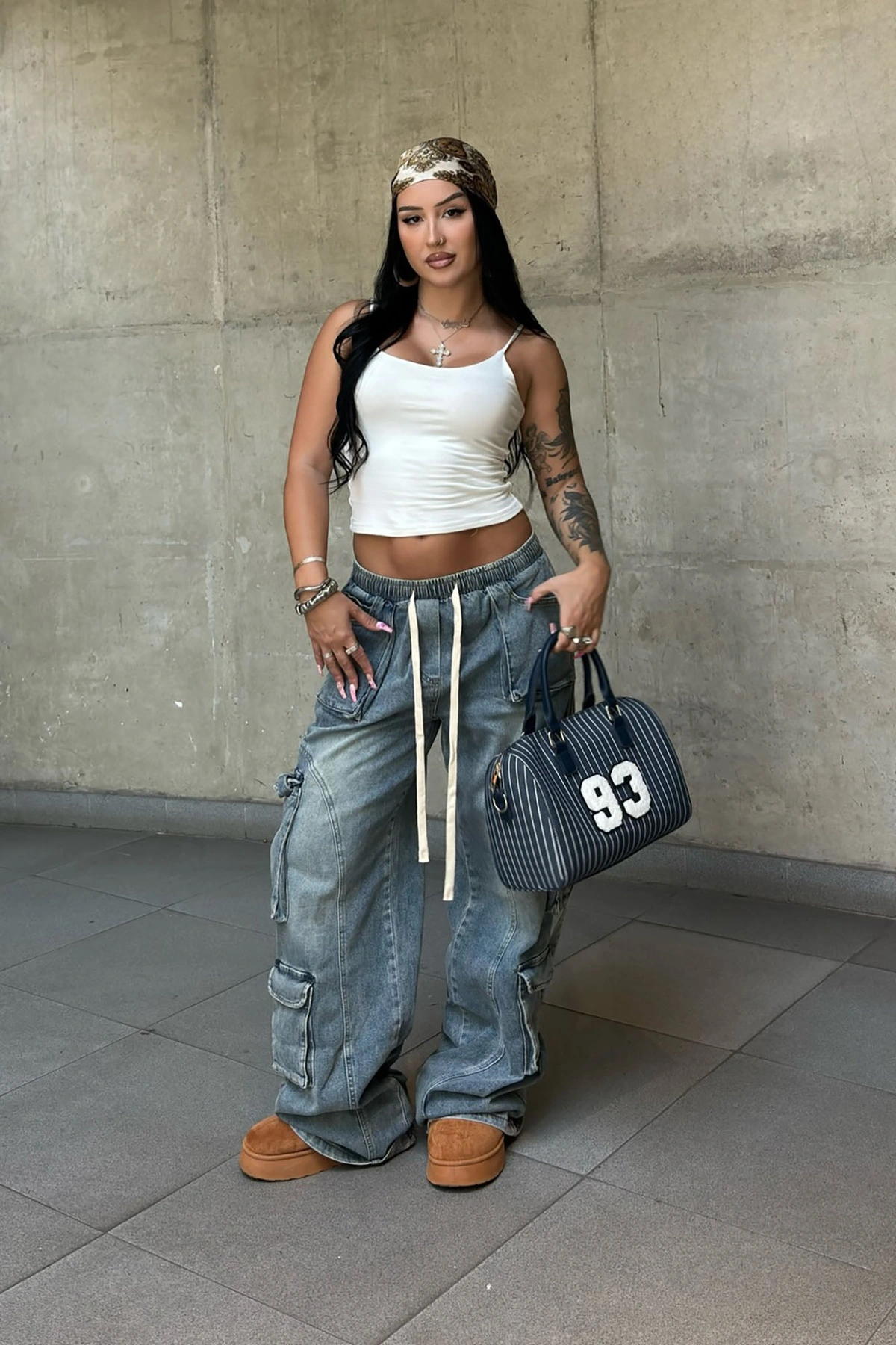Met My Match Baggy Cargo Jeans - Vintage Wash — Ganga de lavagem envelhecida