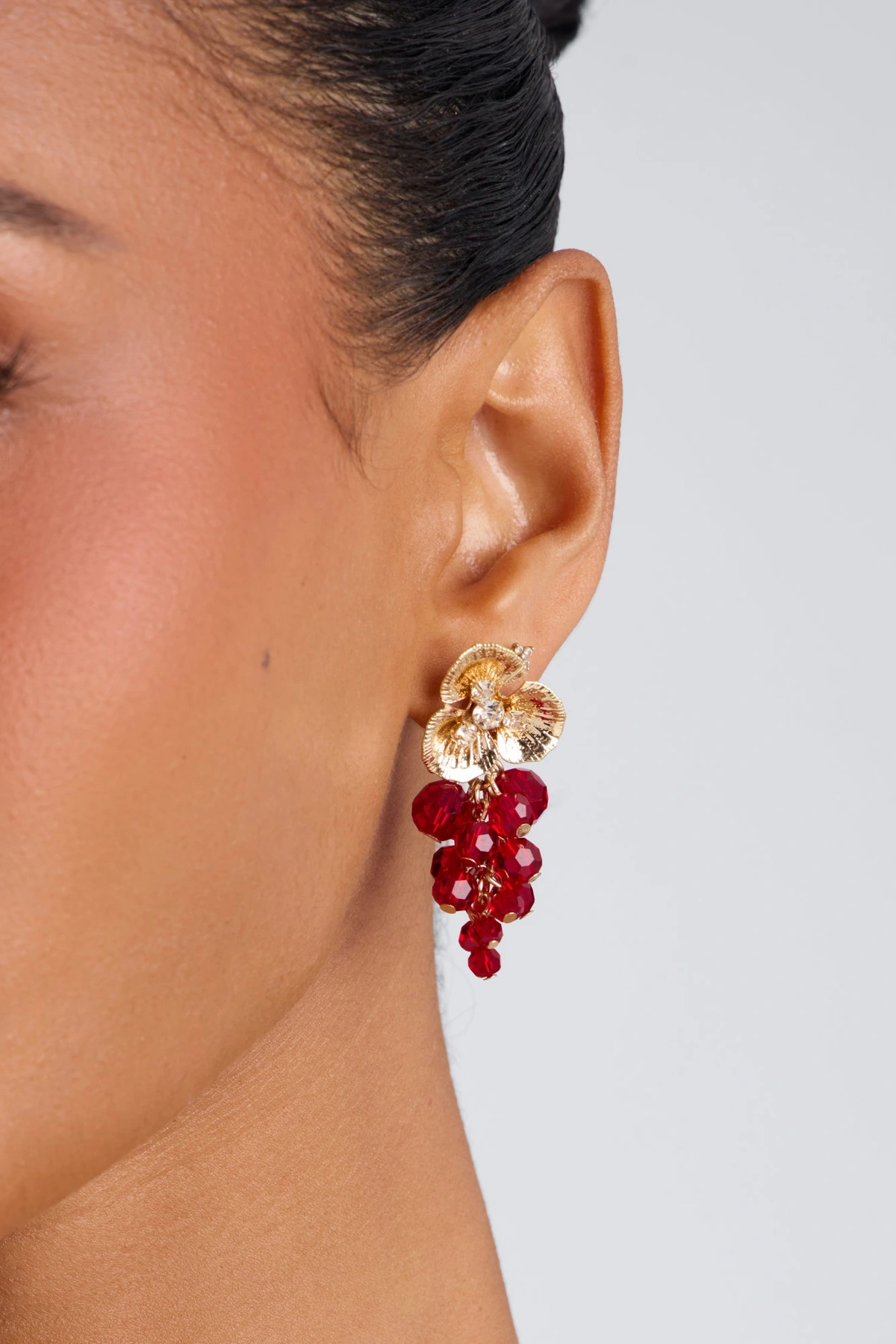 Refreshed Feeling Drop Earrings - Gold/Red — Dourado/Vermelho