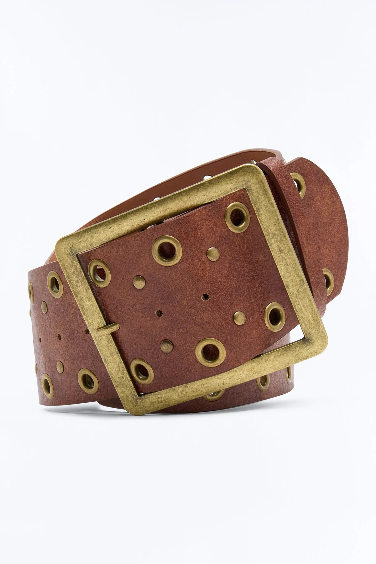 Prairie Gold Wide Faux Leather Belt - Cognac — Cognac