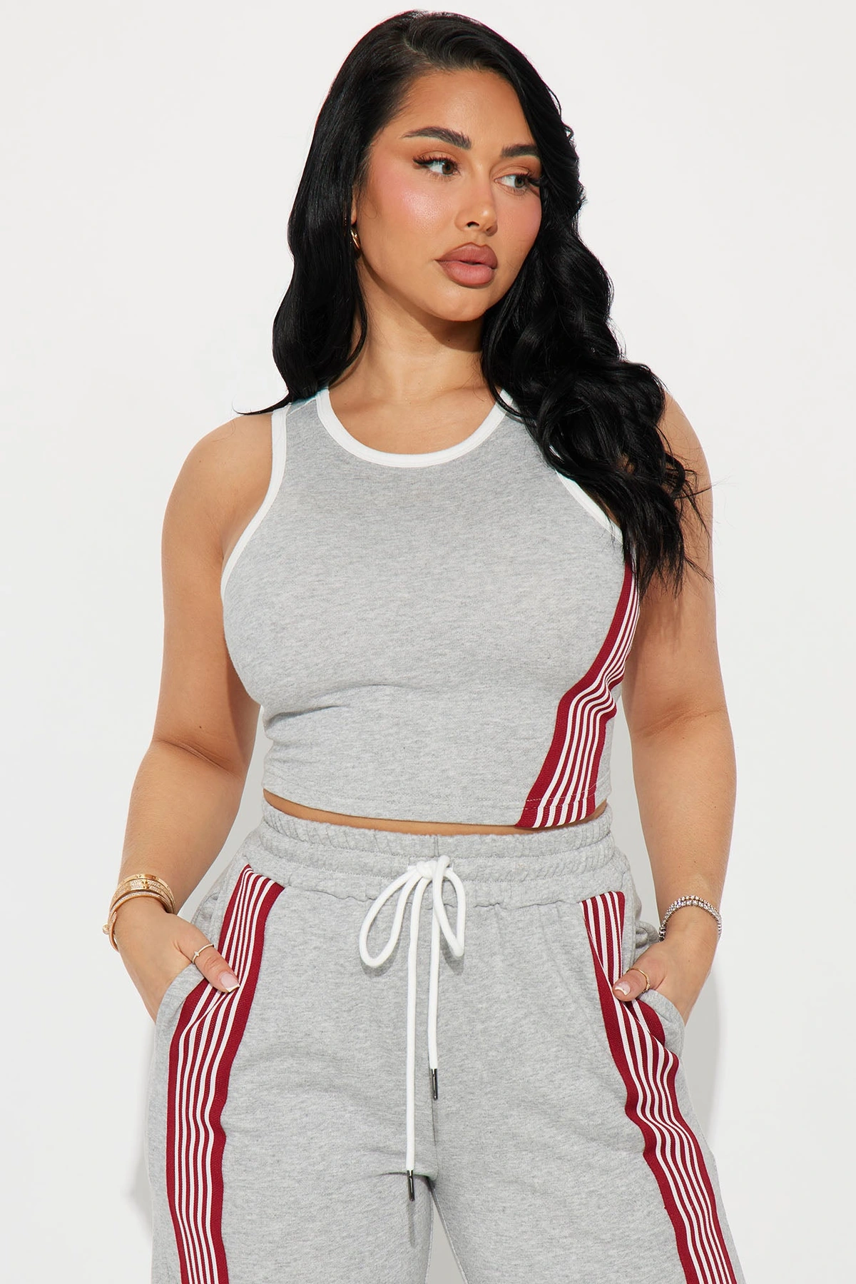 Varsity Babe Pant Set - Heathered Grey — Heathered Cinzento