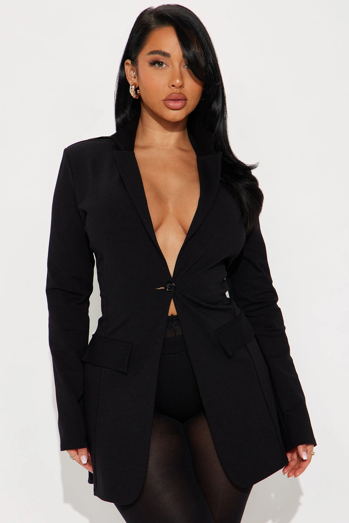 Cindy Blazer And Micro Short Set - Black — Preto