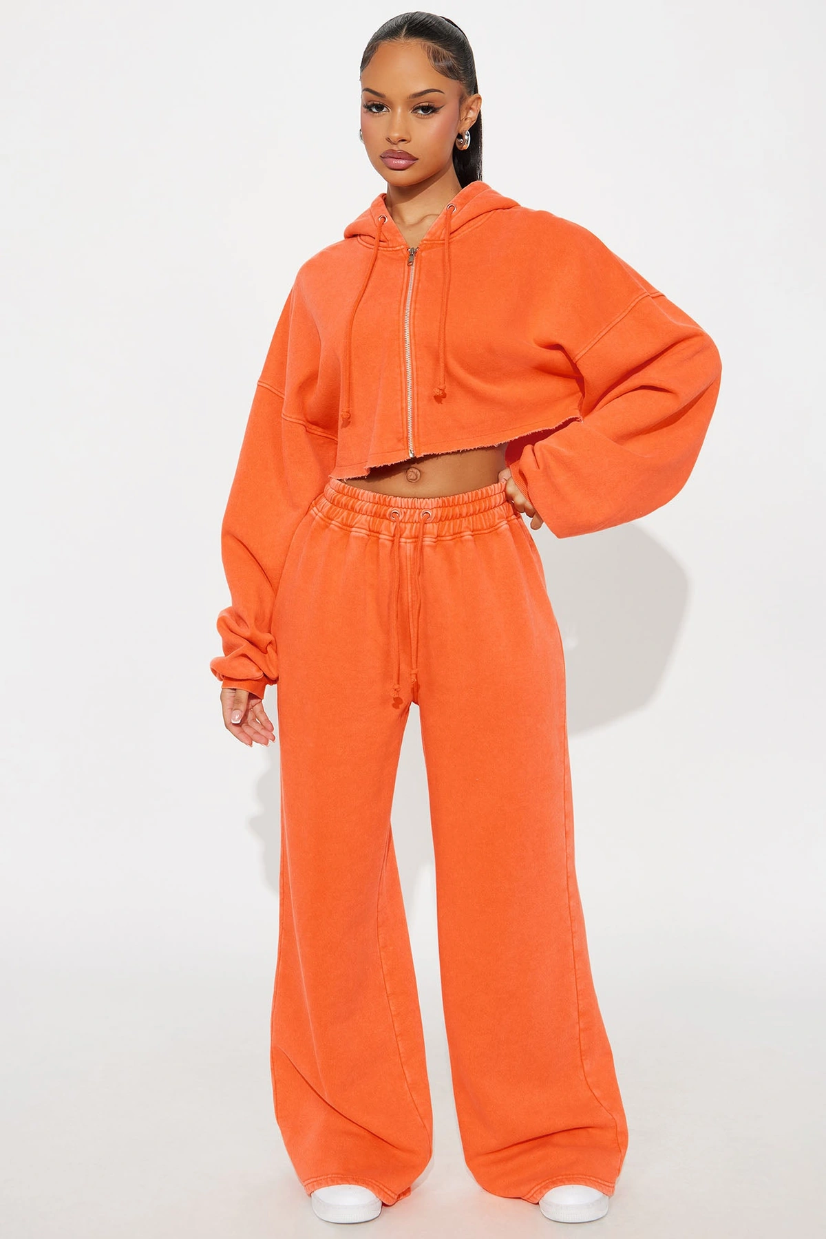 On The Go Fleece Pant Set - Orange — Laranja