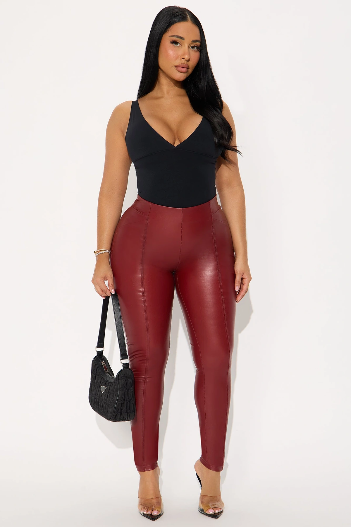 All Eyes On You Faux Leather Leggings - Wine — Vinho