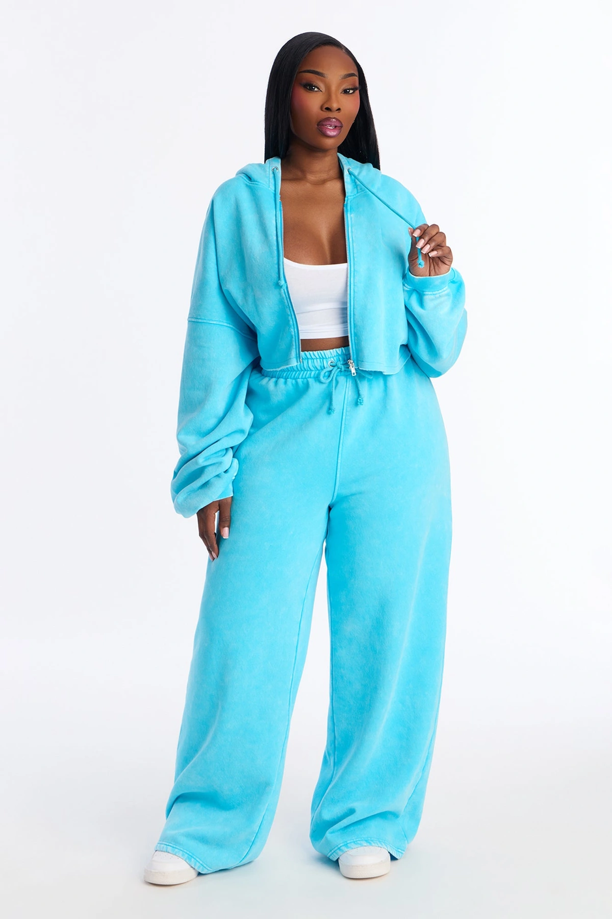 On The Go Fleece Pant Set - Aqua — Aqua