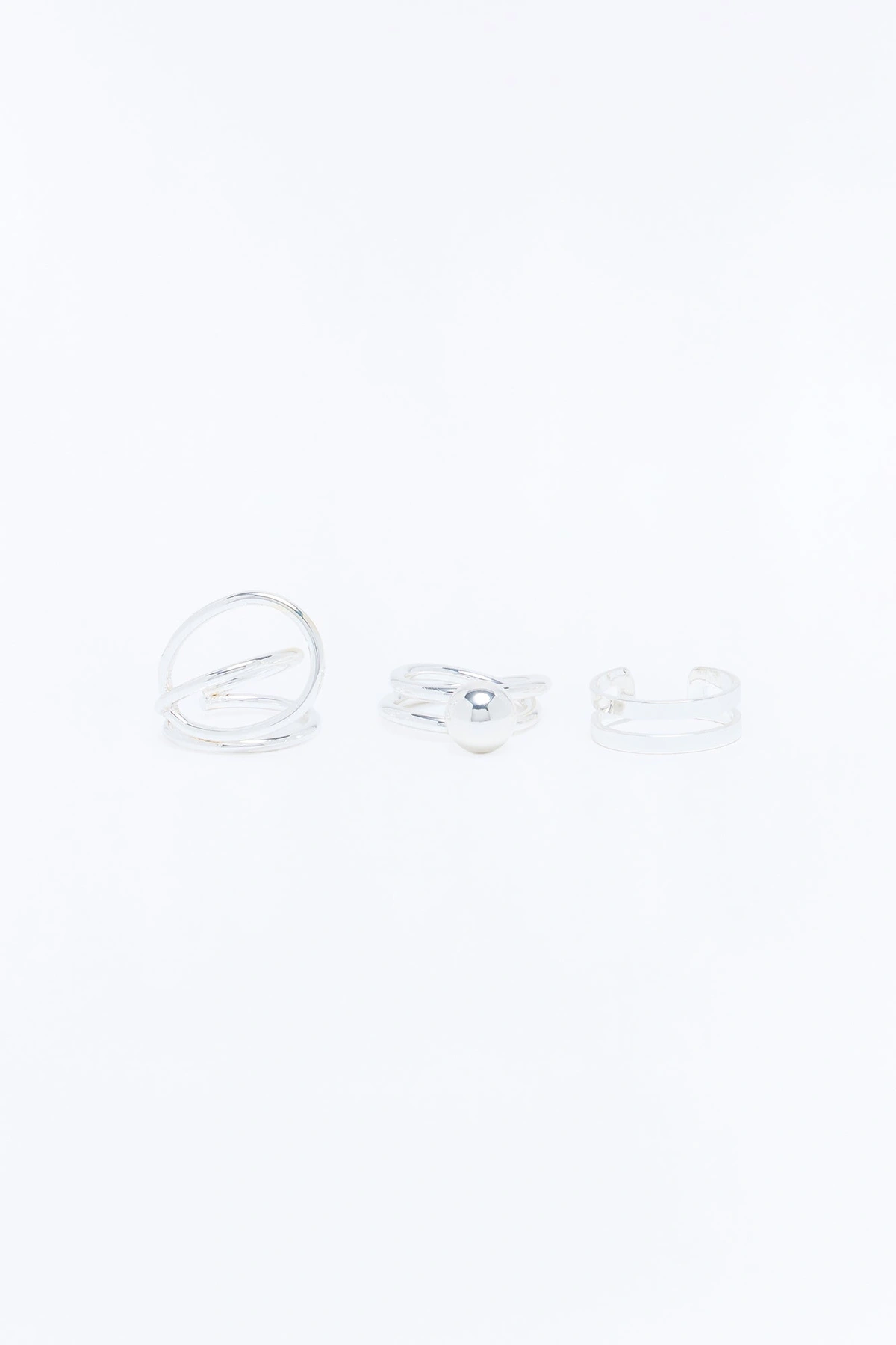 Far From It 3 Piece Ring Set - Silver — Prateado